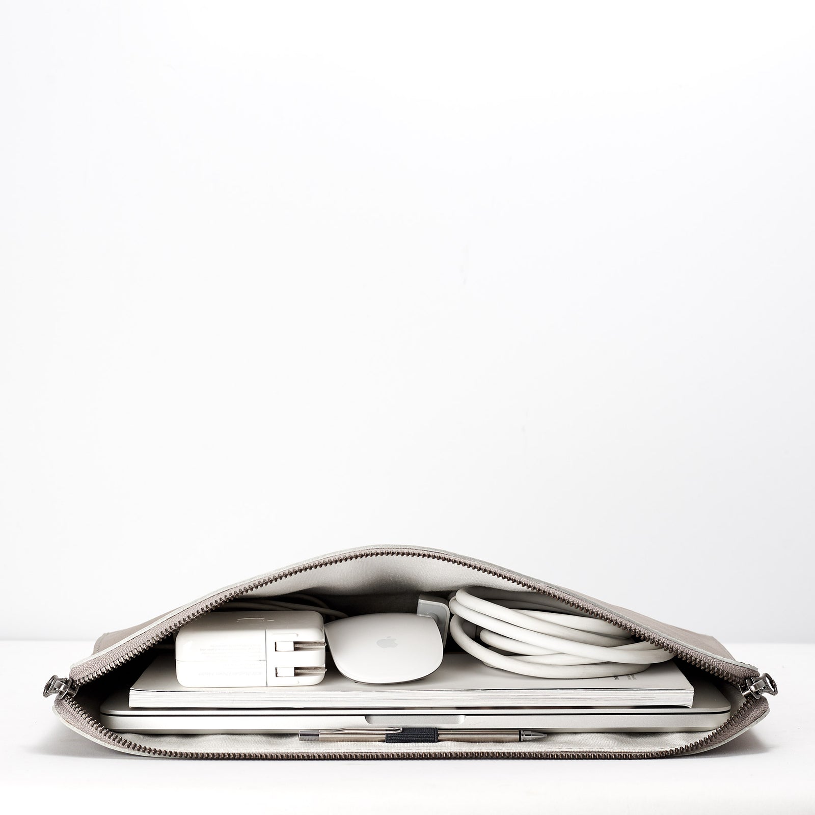 Grey leather iPad and tablets portfolio case.