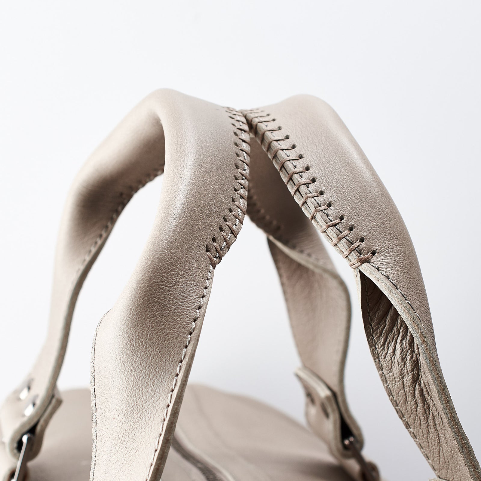 Hand stitched handles. handcrafted Grey leather duffle bag for men. Grey leather carryall bag.