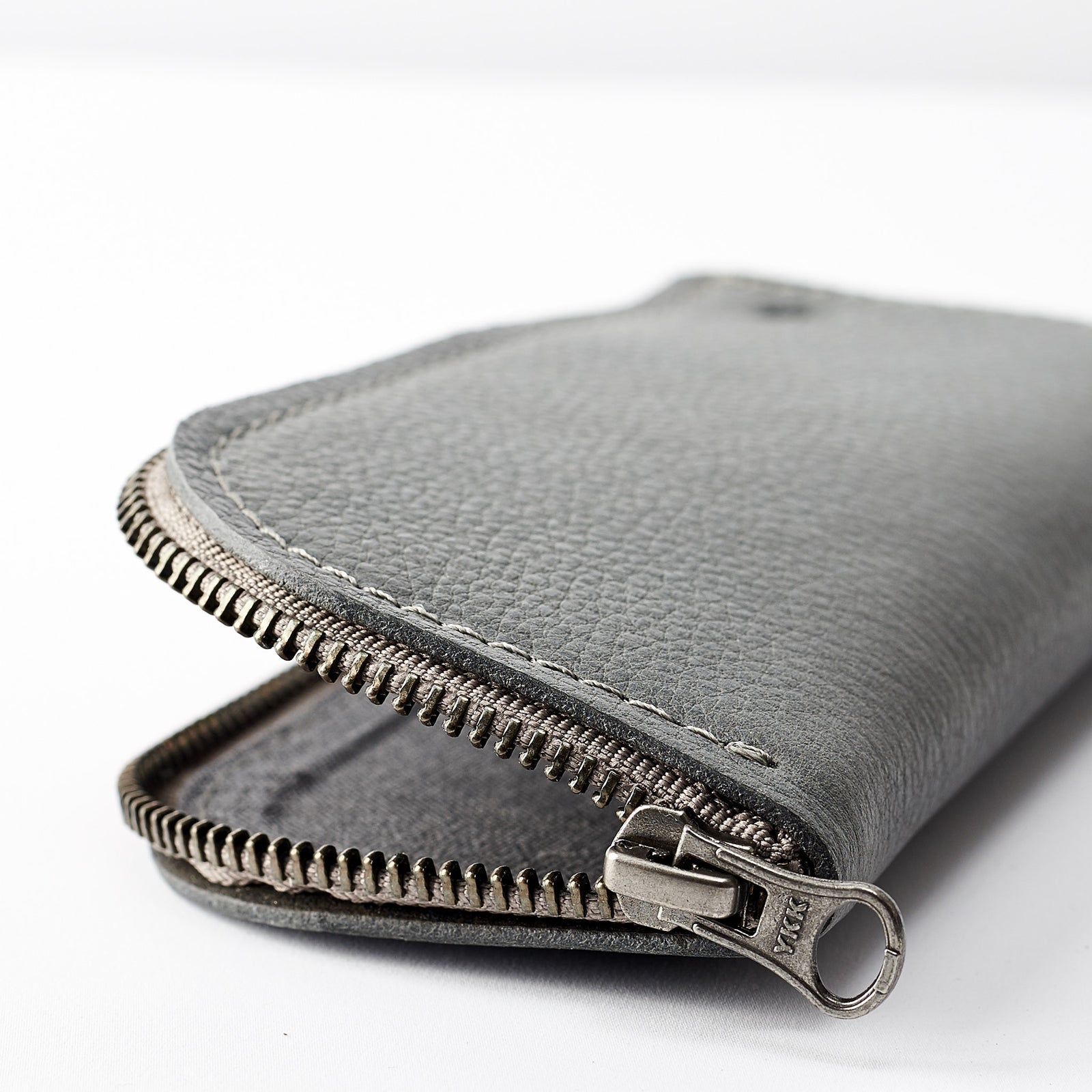 Linen interior detail. Gifts for men. Grey leather Glasses case, sunglasses case, hand stitched leather sleeve for reading glasses