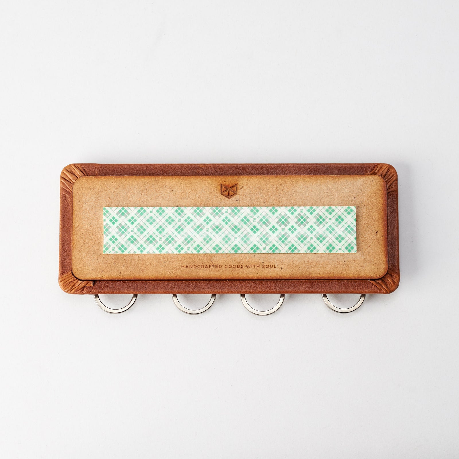 Back. Magnetic key hanger organizer. Tan leather magnetic key holder for wall decor. Entryway organizer decor. Home decoration. Keys organizer. Crafted by Capra Leather.