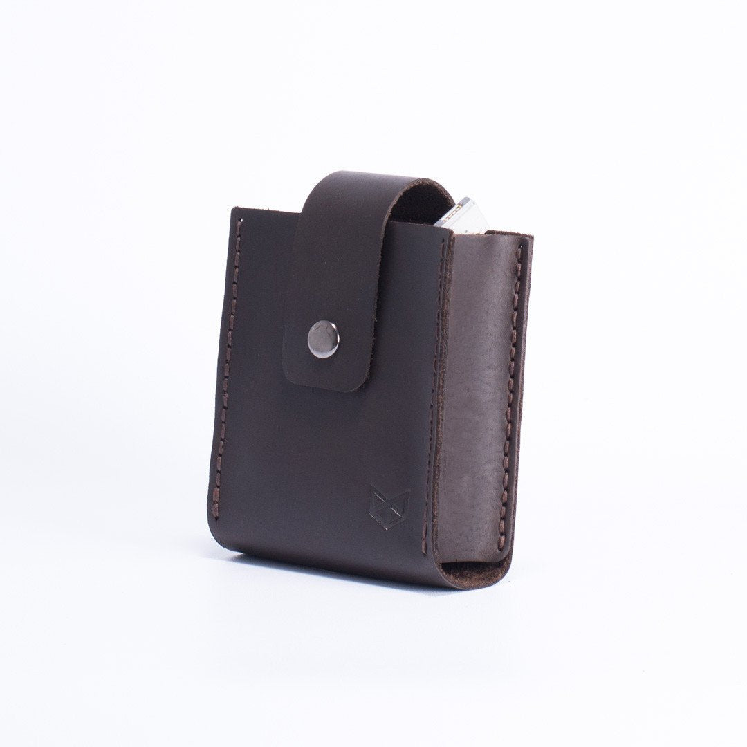 Dark brown Apple charger leather bag. Office supplies. Cable organizers. Macbook Pro charger leather bag for mens gifts