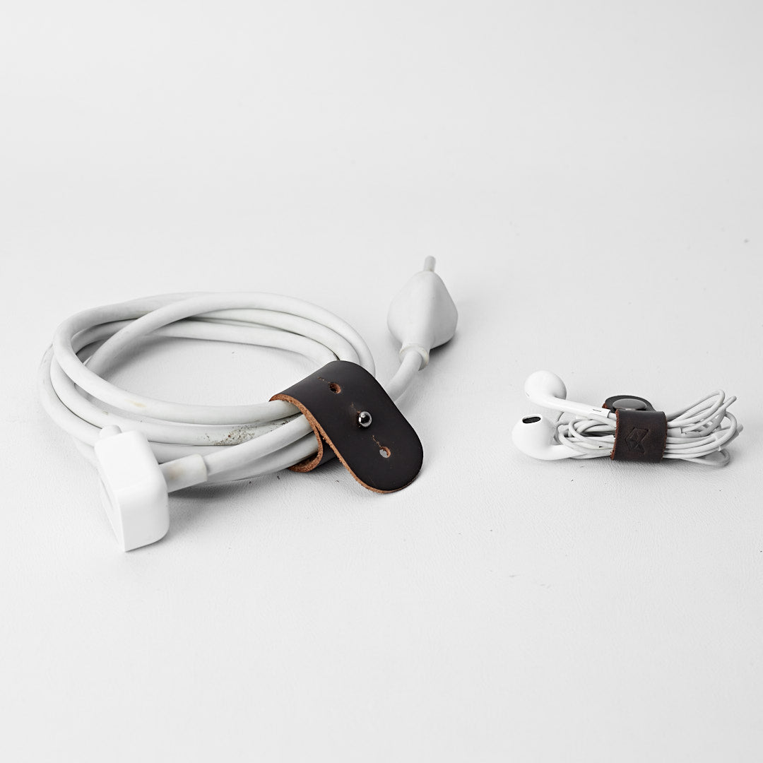 Minimalistic Marron Leather Cable Organizers, Boyfriend gift, Mousepads, Personalized stationary, Custom office supplies