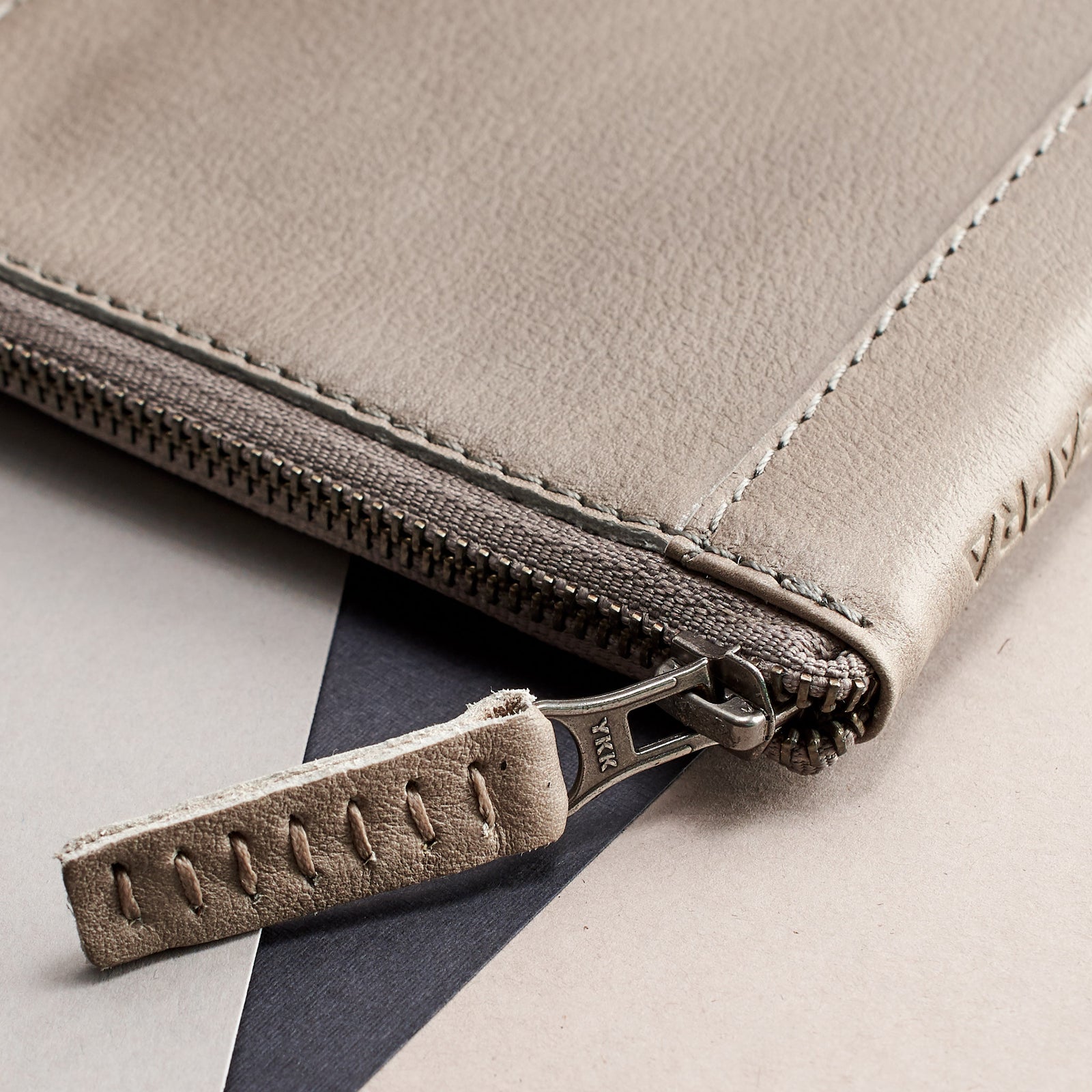 YKK metallic zippers. Grey leather passport holder. Perfect for travelers. Gift for men. Personalized engraving. Handmade Leather wallet perfect money and card holder for trips