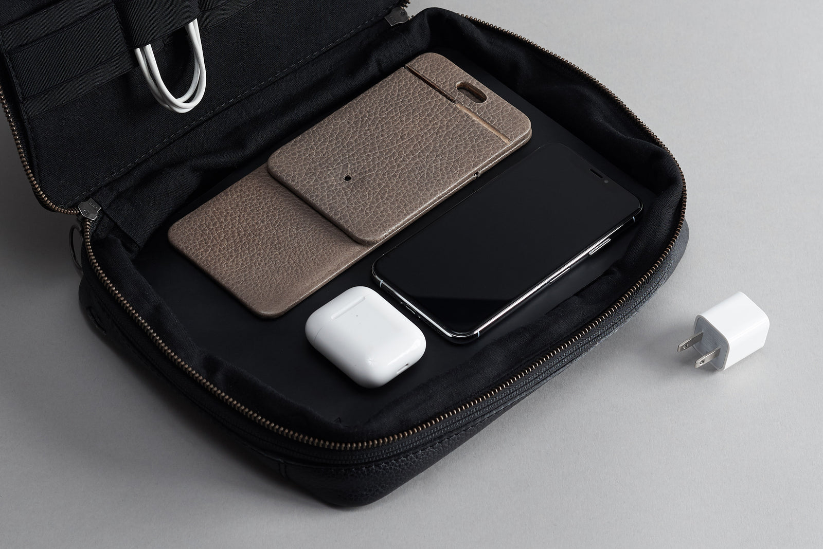 Easy to carry. Leather Phone Stand Holder Grey by Capra Leather