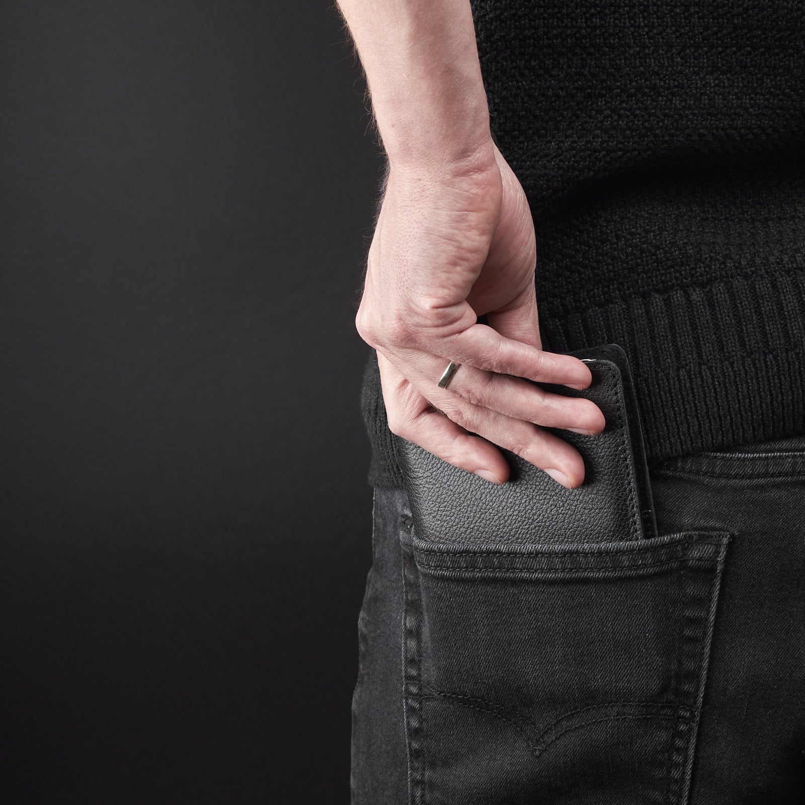 Pocket size. Pocket Passport Holder Travel Wallet Black by Capra Leather