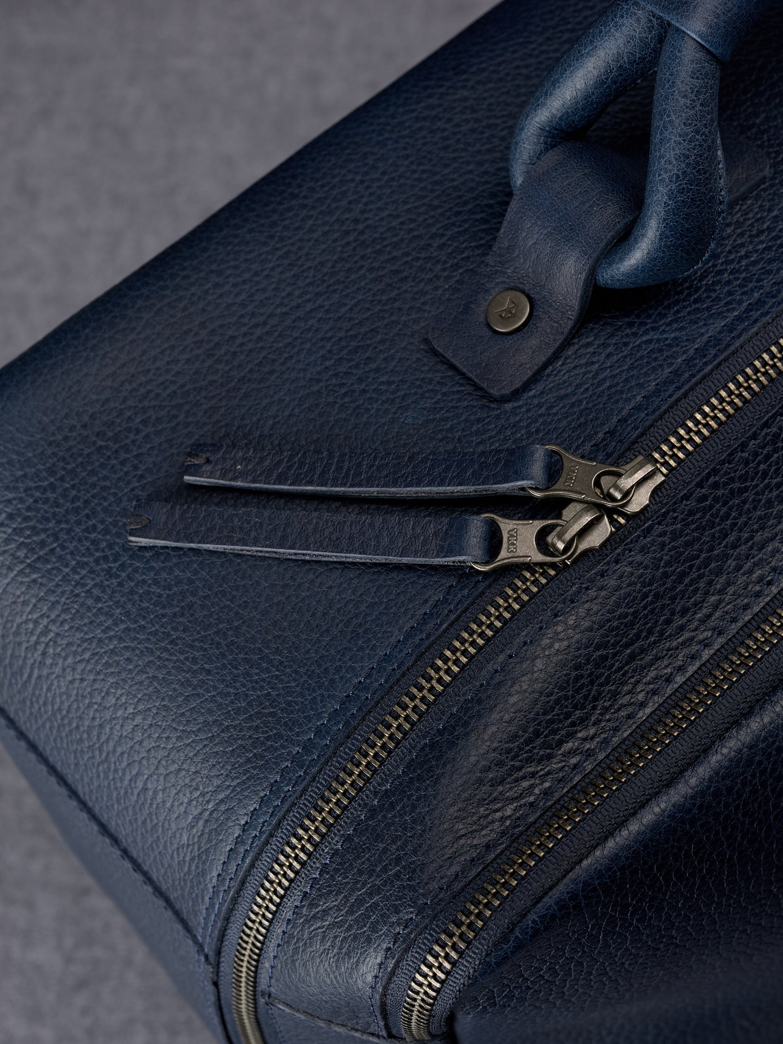 Mens leather weekender bag navy by Capra