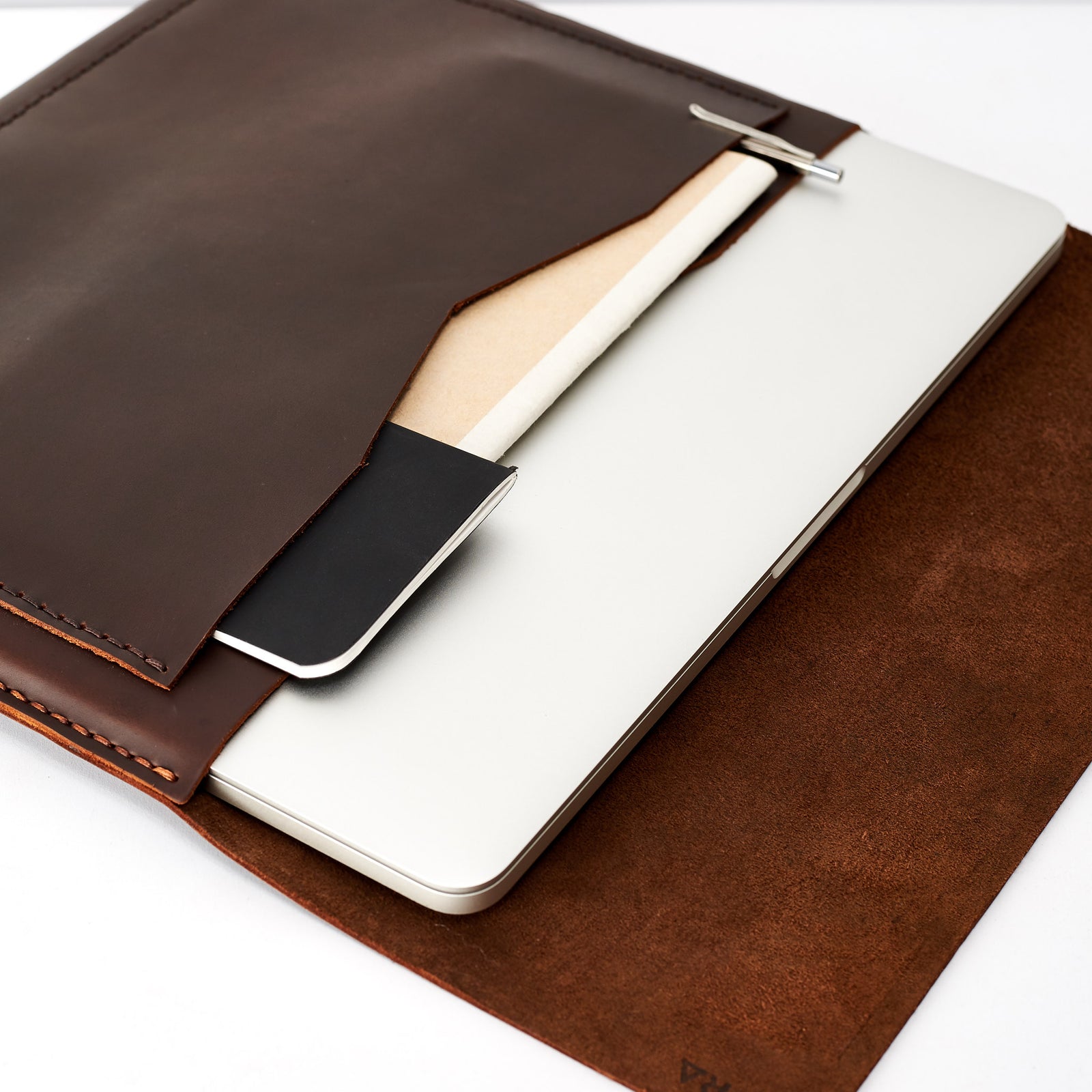 Style. Brown Leather MacBook Case. Postman MacBook Sleeve by Capra Leather