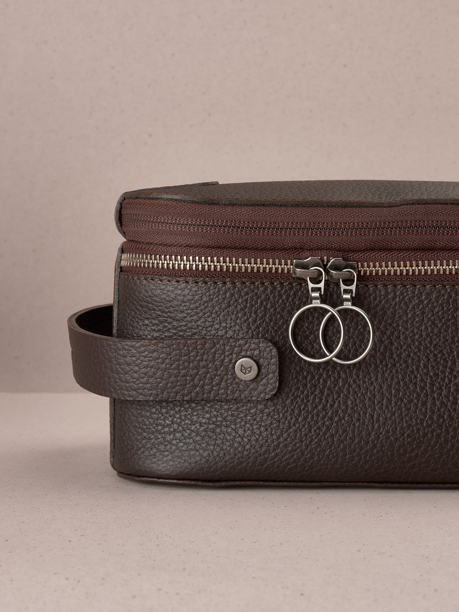 Large toiletry bag dark brown by Capra Leather