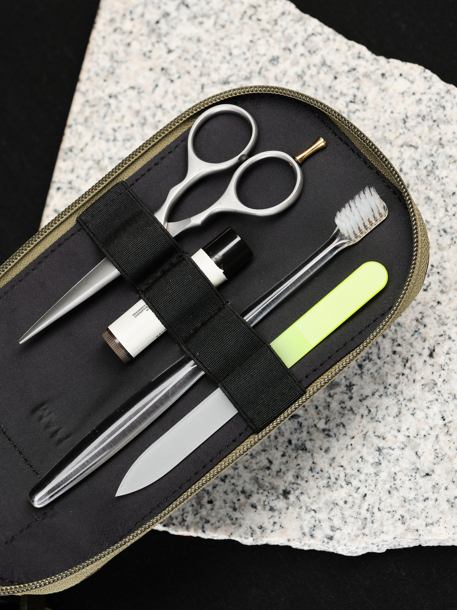 Slastic slots. Dopp Kit Mens Green by Capra Leather