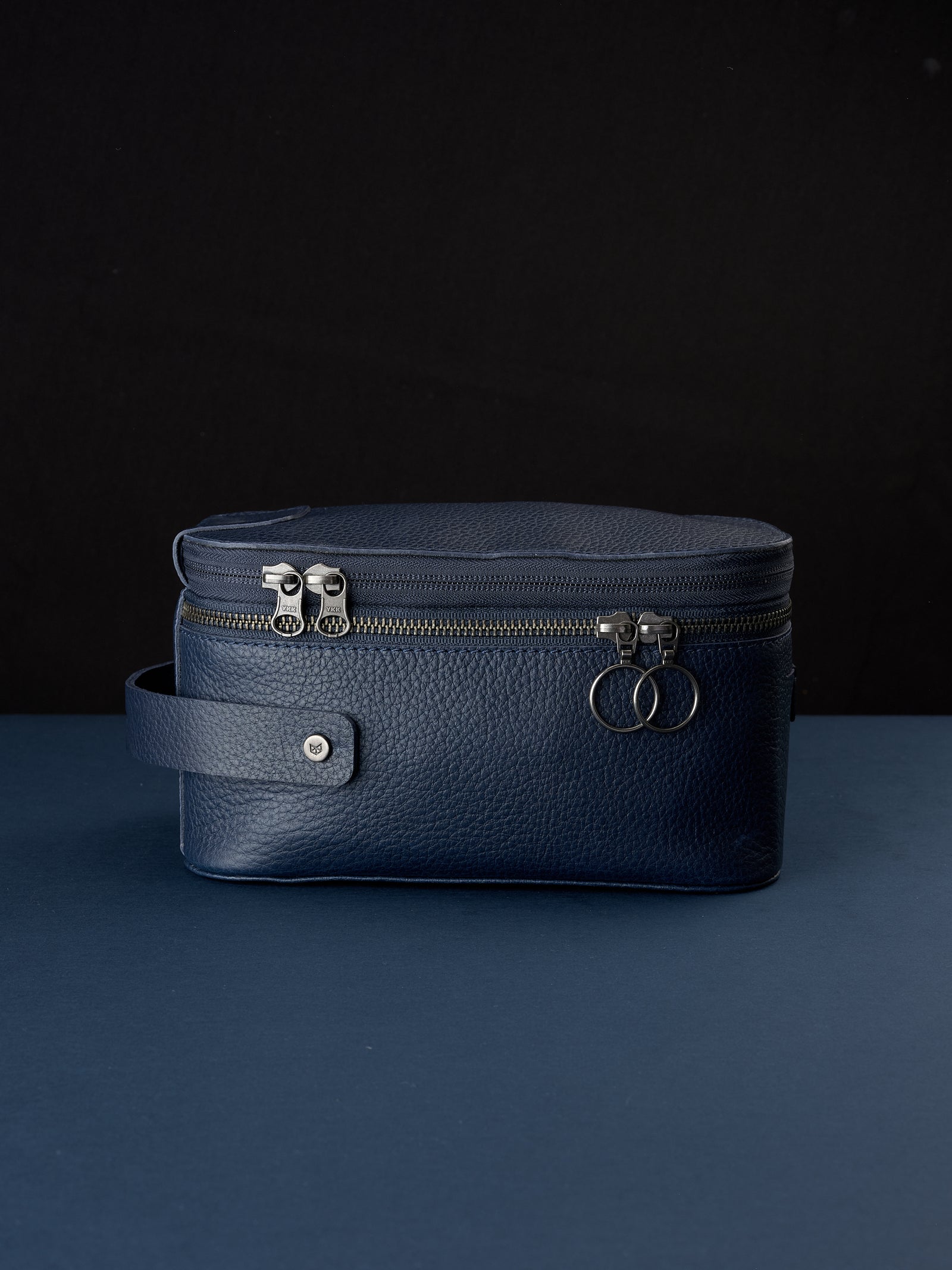 Personalized dopp kit navy by Capra Leather
