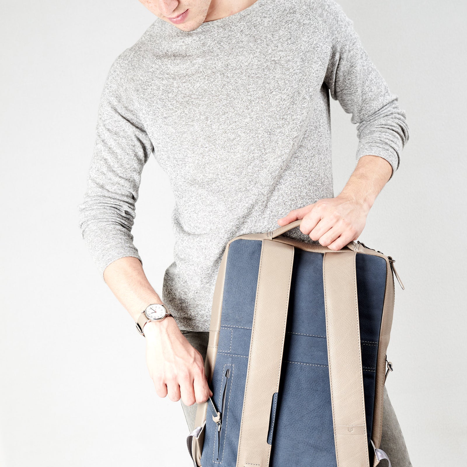 backpack for men grey by capra leather