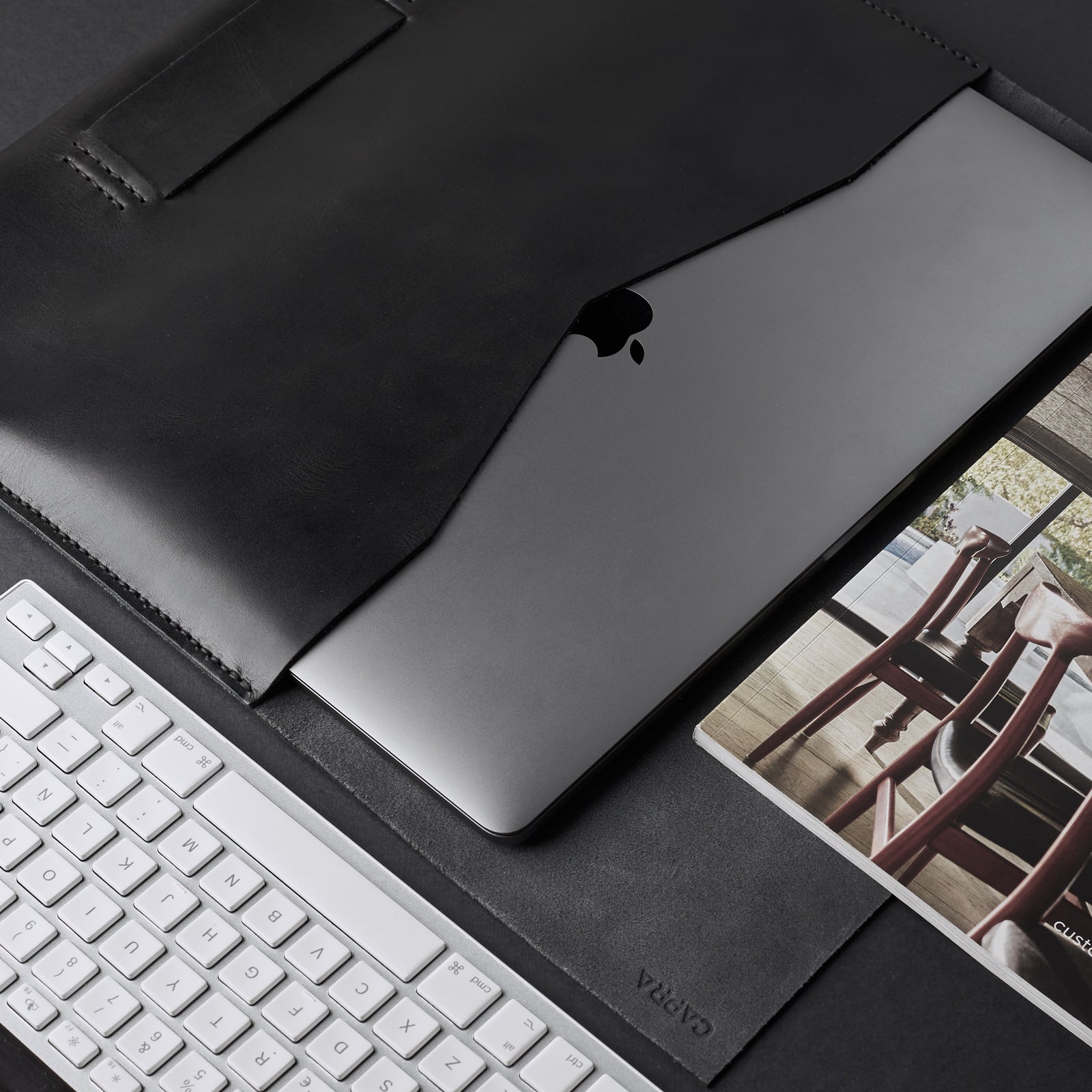 MacBook Pro. Black Leather MacBook Case. Walker MacBook Sleeve by Capra Leather