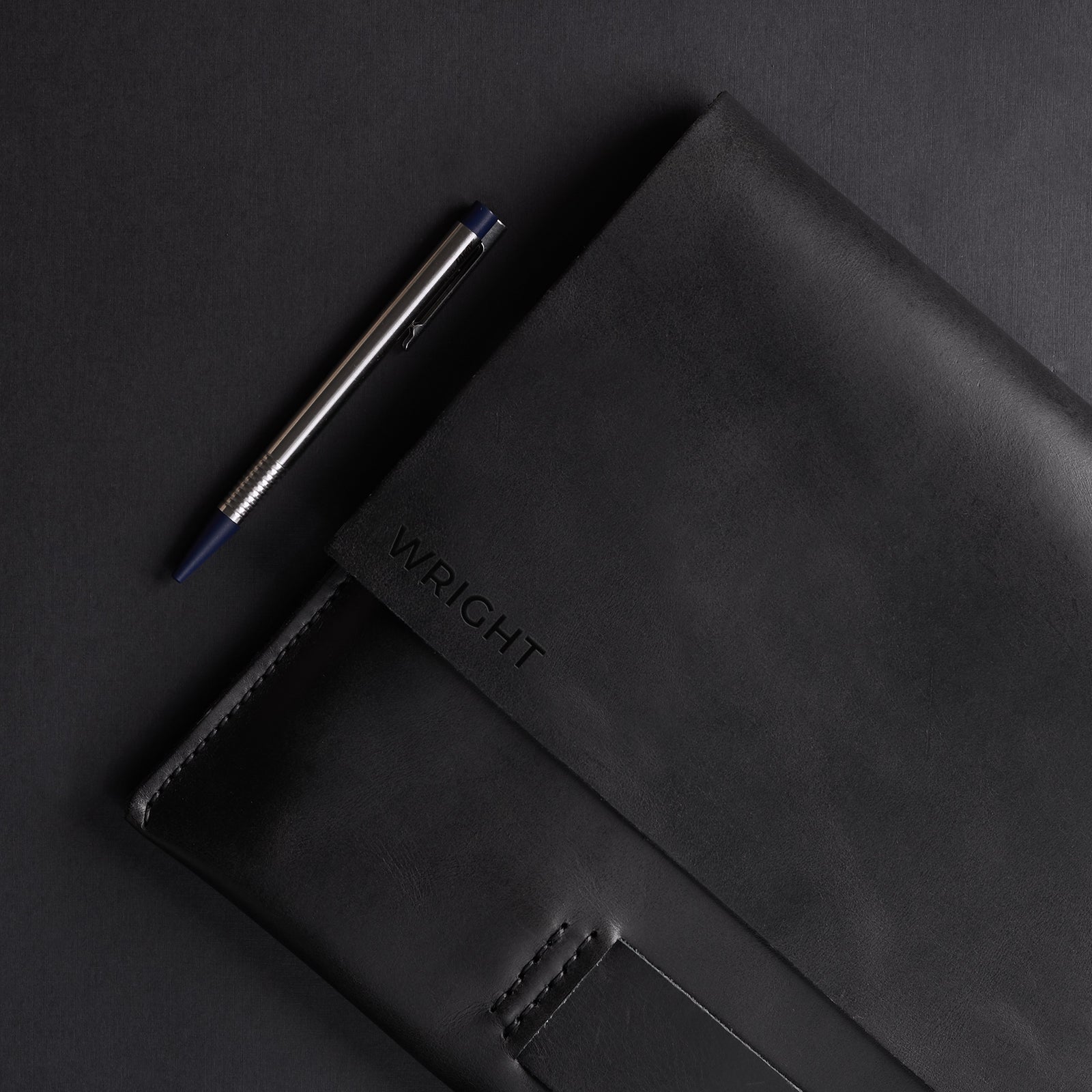 Custom engraving. Black Leather Walker iPad Cover Case Sleeve by Capra Leather