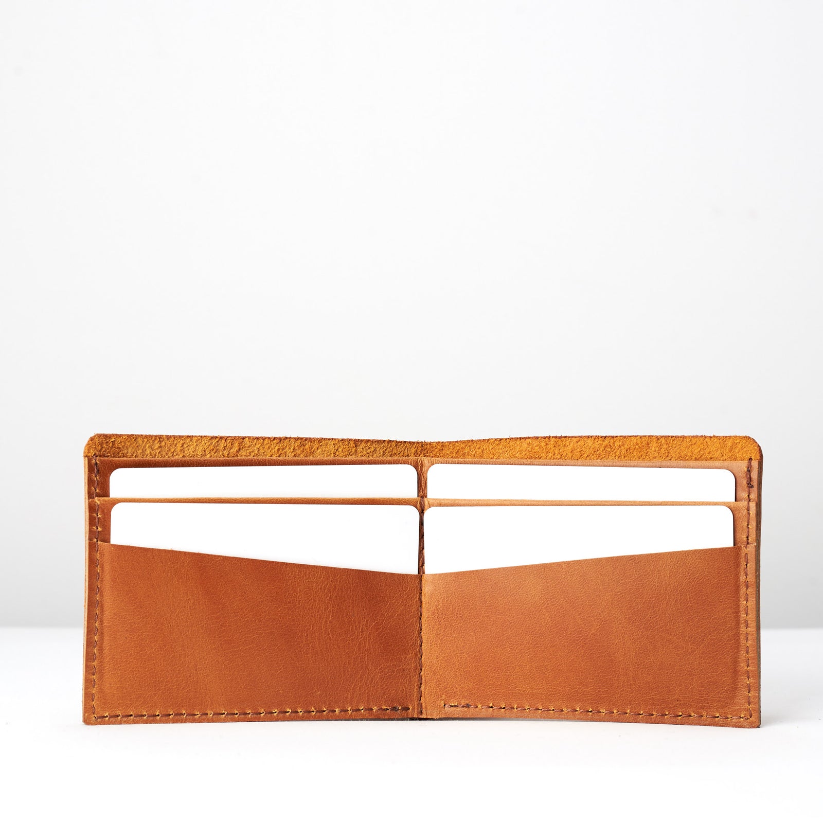 Interior. Leather Habana slim wallet gifts for men handmade accessories. minimalist full grain leather thin wallet. Made by Capra Leather.