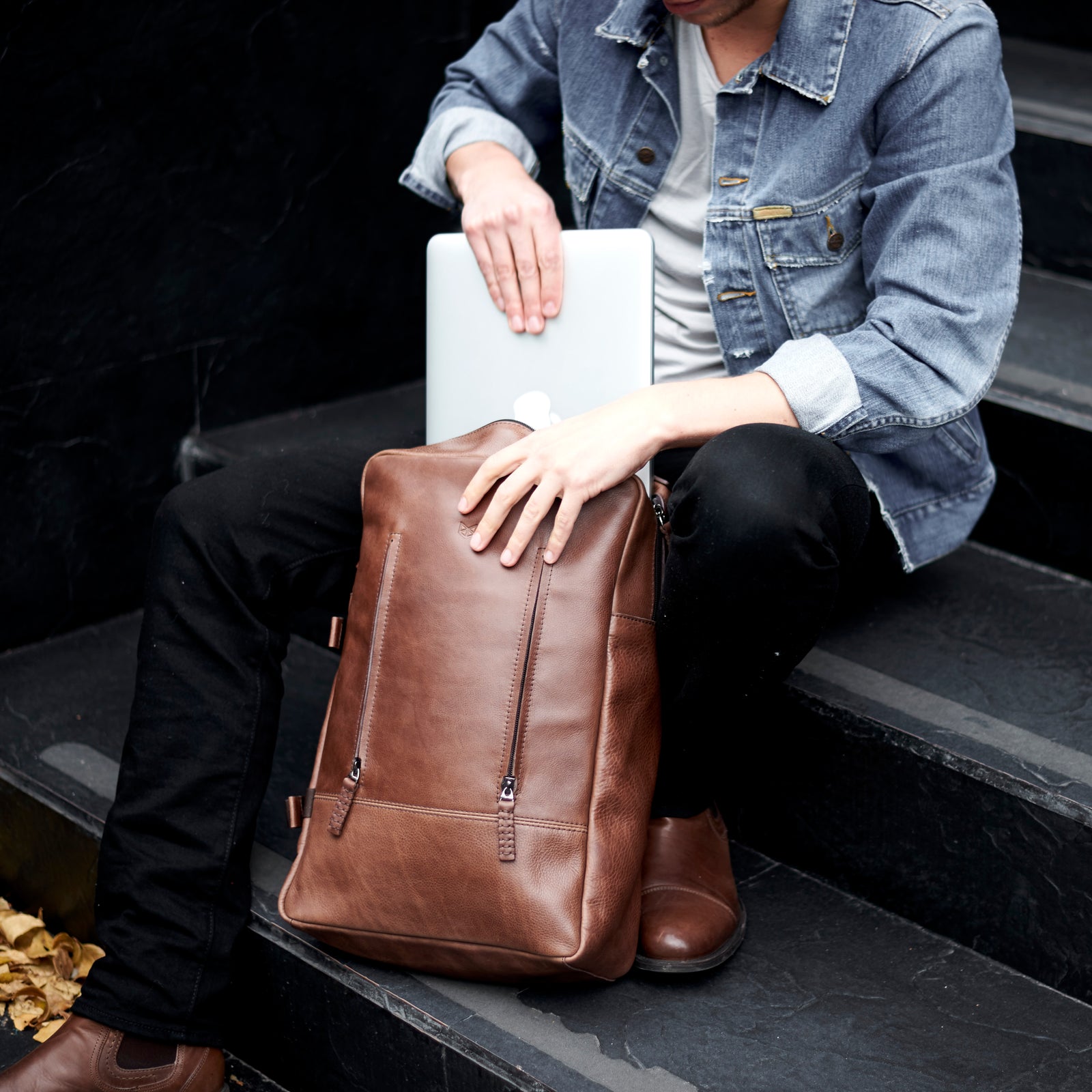 laptop backpack for men brown by capra leather