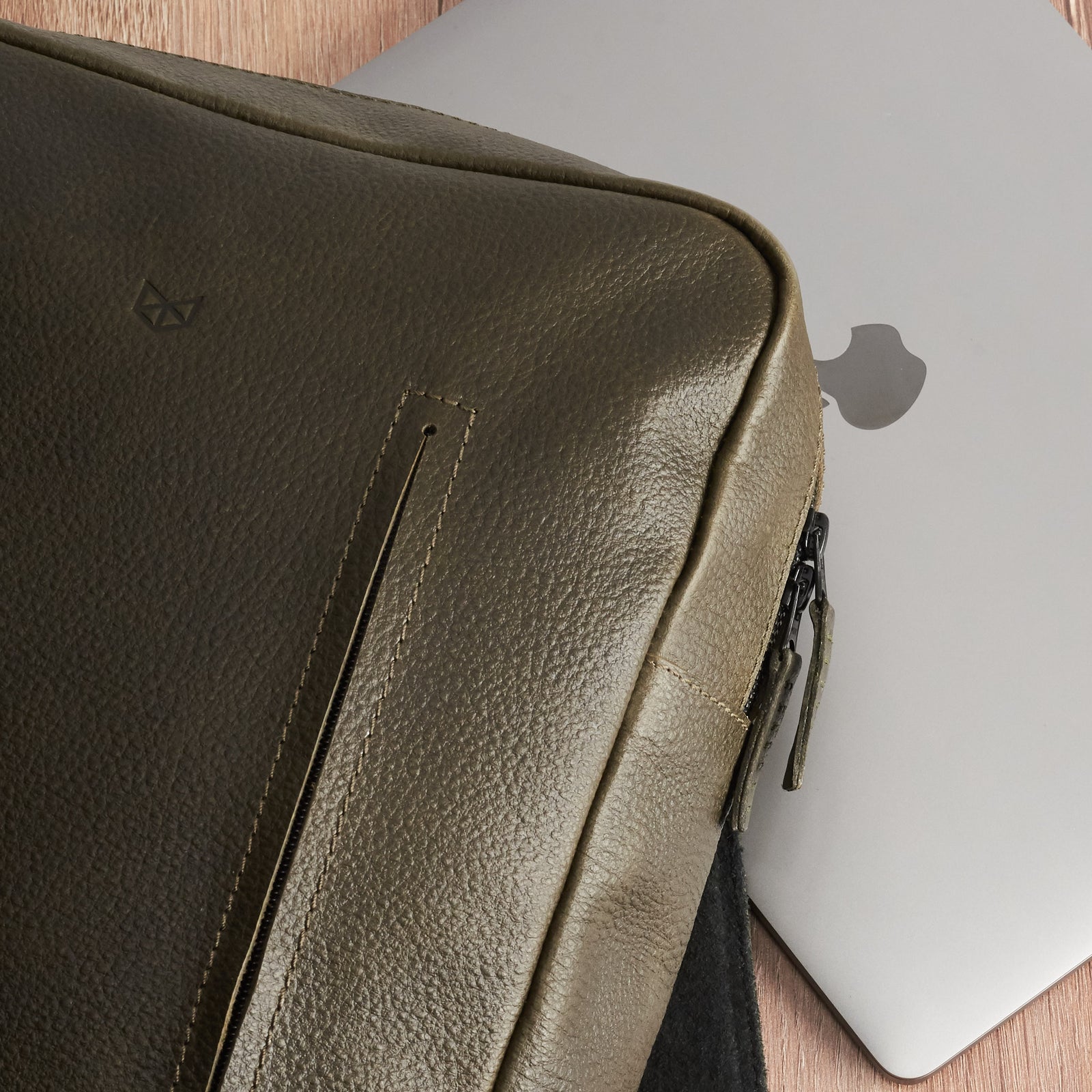 computer backpack green by capra leather