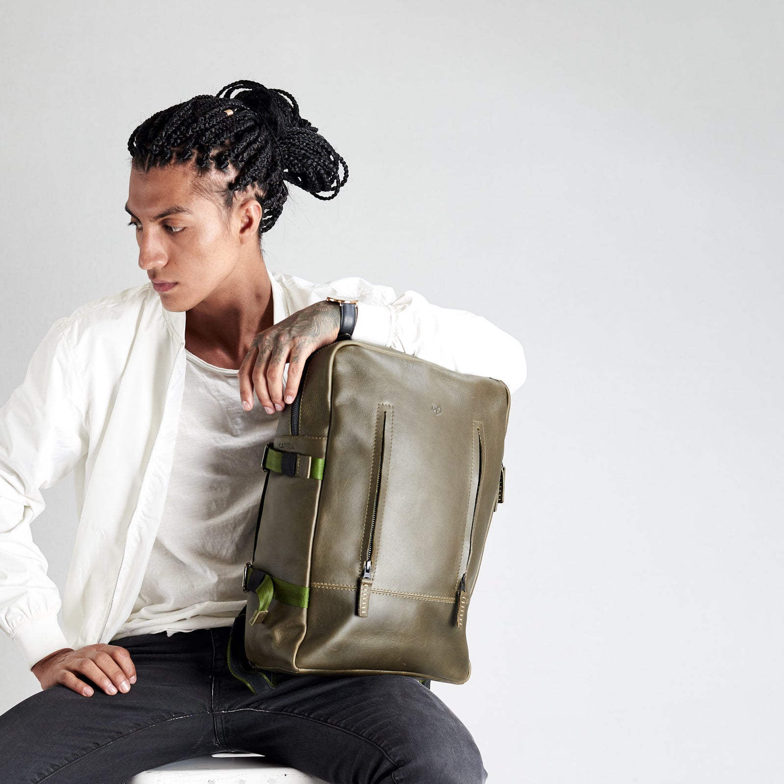 backpacks green by capra leather