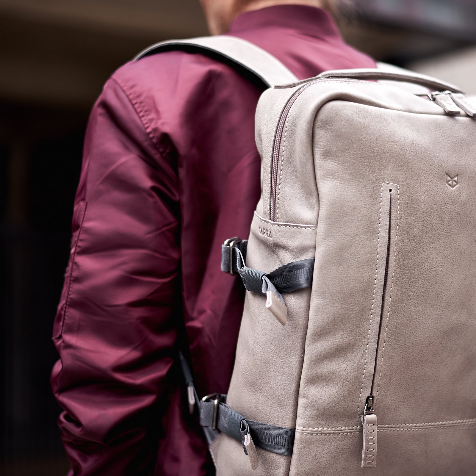 professional backpack mens grey by capra leather