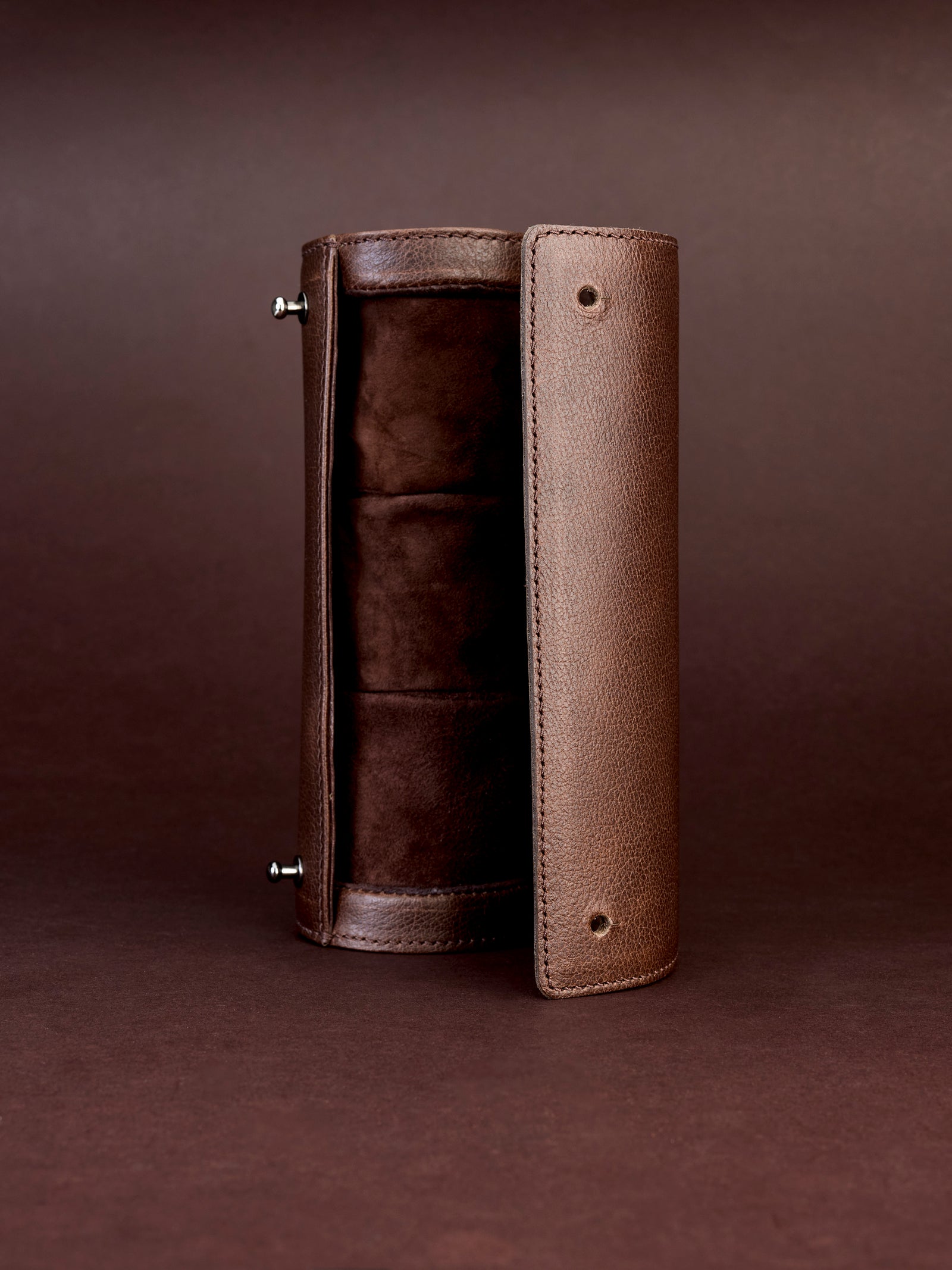 Mens watch storage box dark brown by Capra Leather