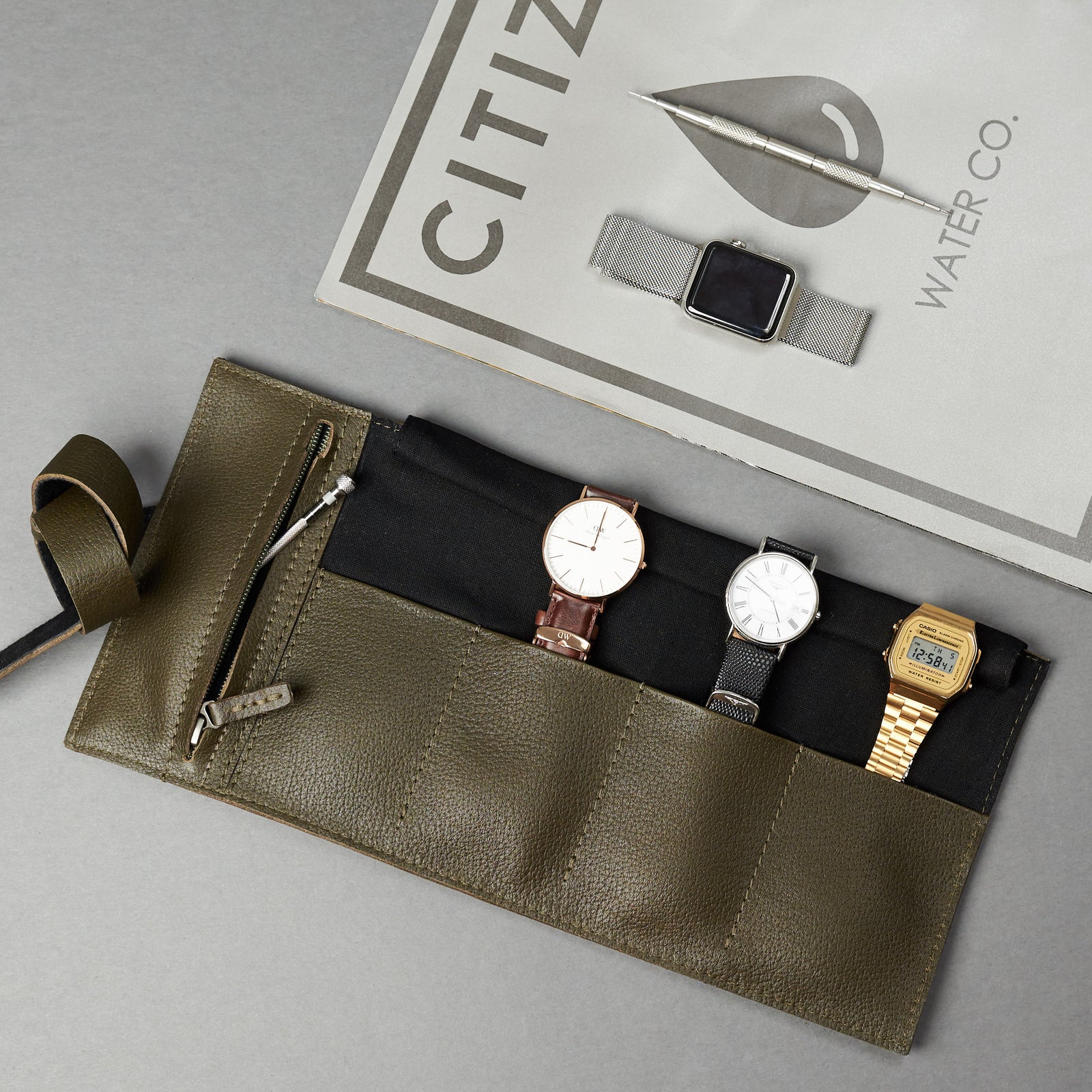 Watch storage green by Capra Leather