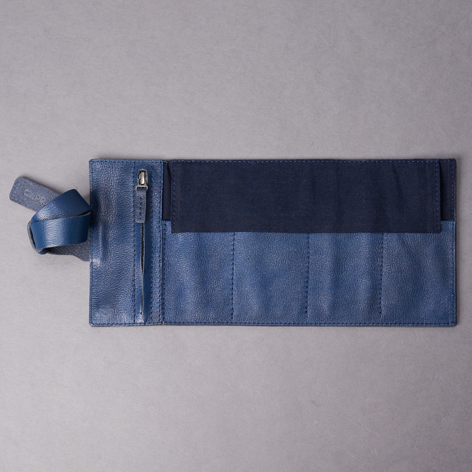 Wolf watch roll. Watch storage navy by Capra Leather