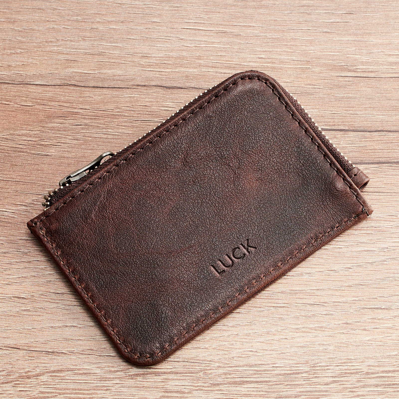 Zip Card Holder · Dark Brown