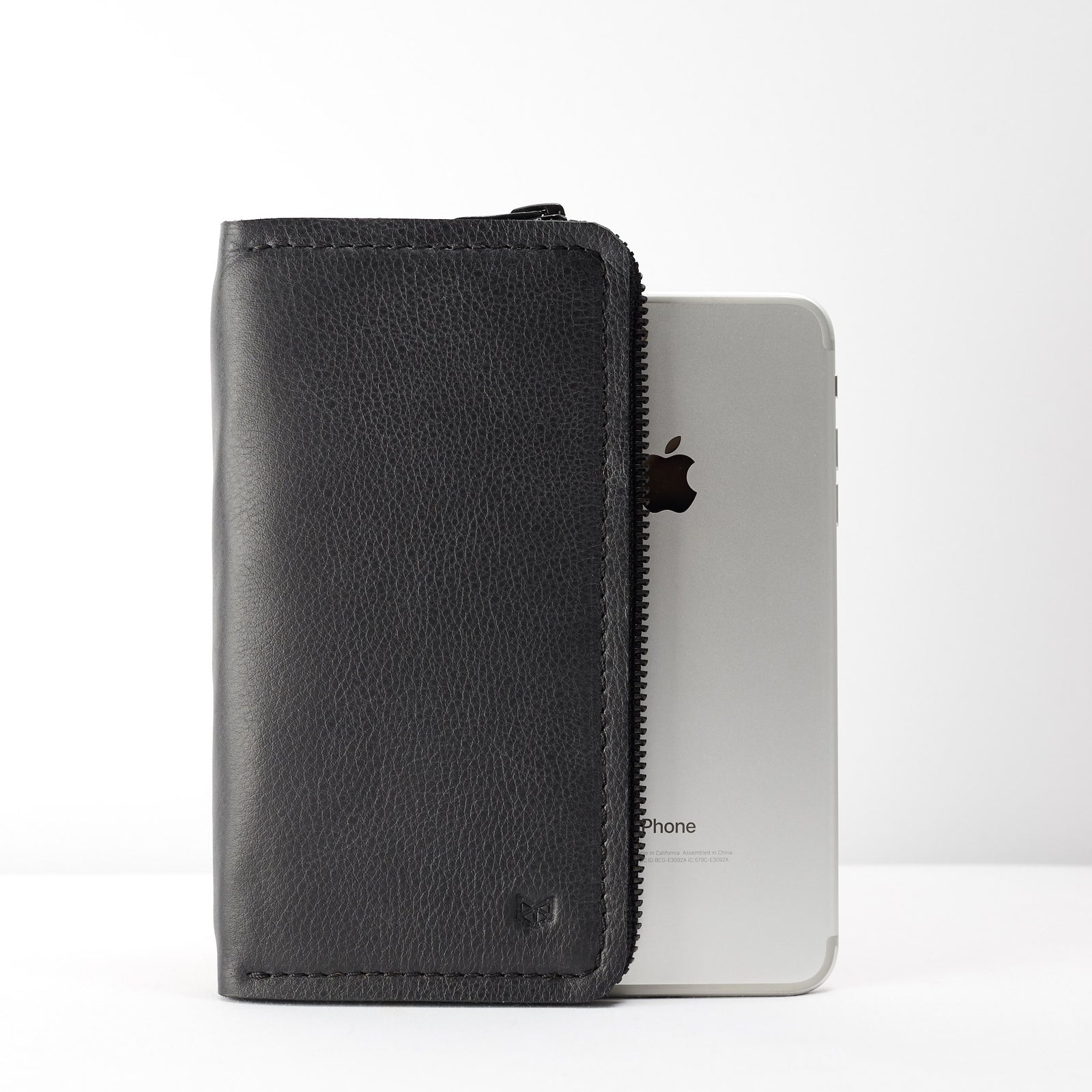 Black iPhone leather wallet stand case for mens gifts. iPhone x, iPhone 10, iPhone 8 plus leather stand sleeve