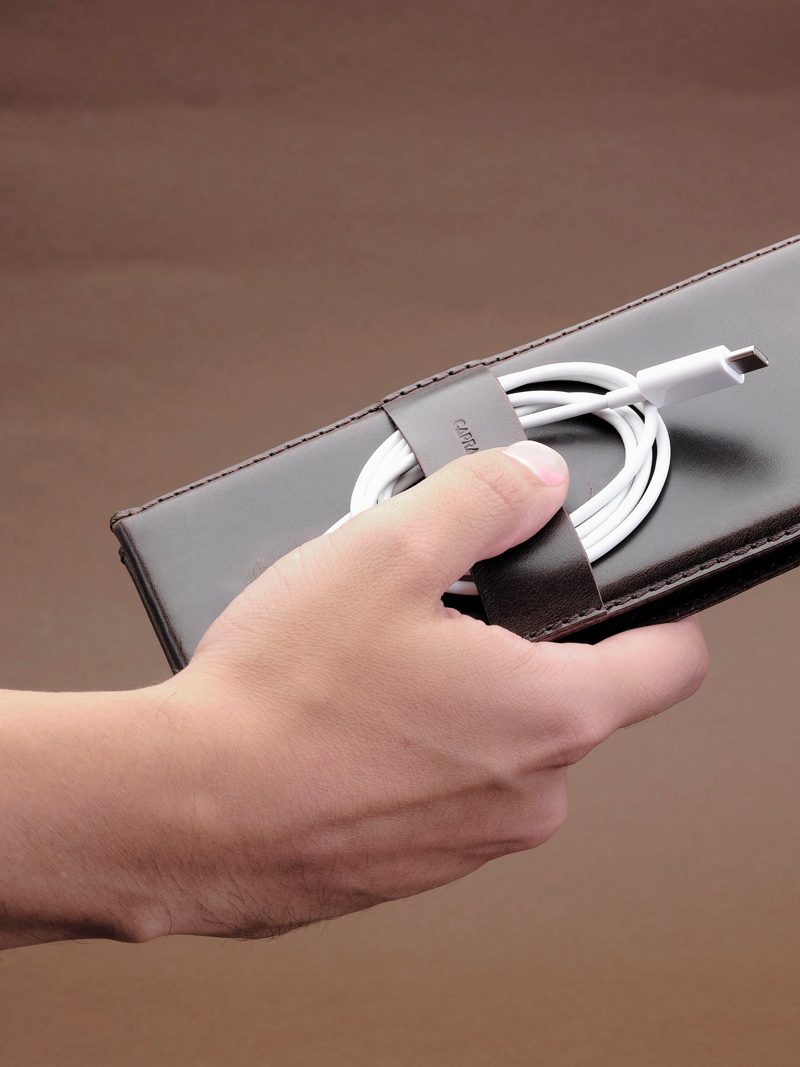 Foldable. MagSafe iPhone Holder Stand Brown by Capra Leather