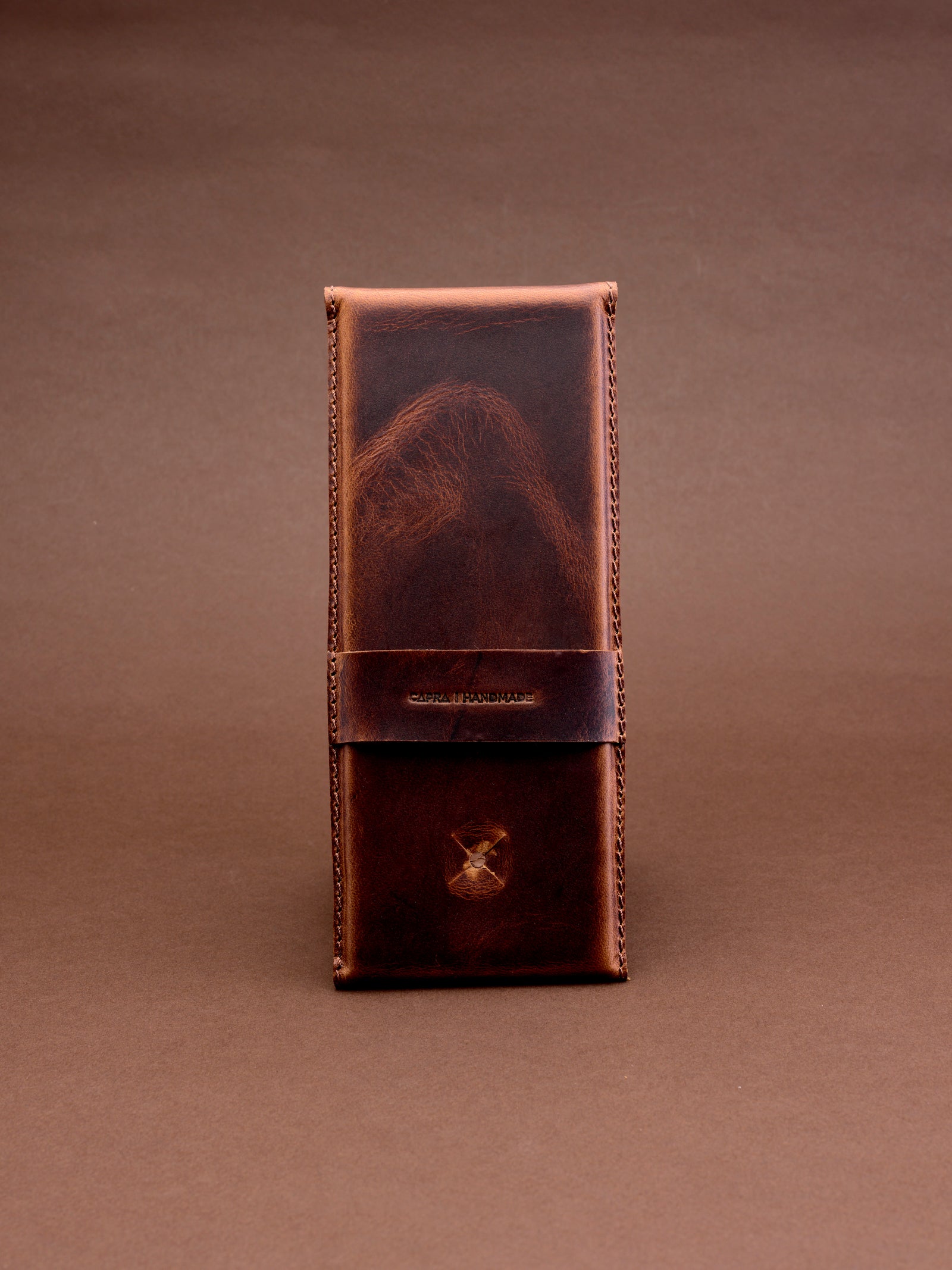 Foldable. MagSafe iPhone Holder Stand Distressed Tan by Capra Leather