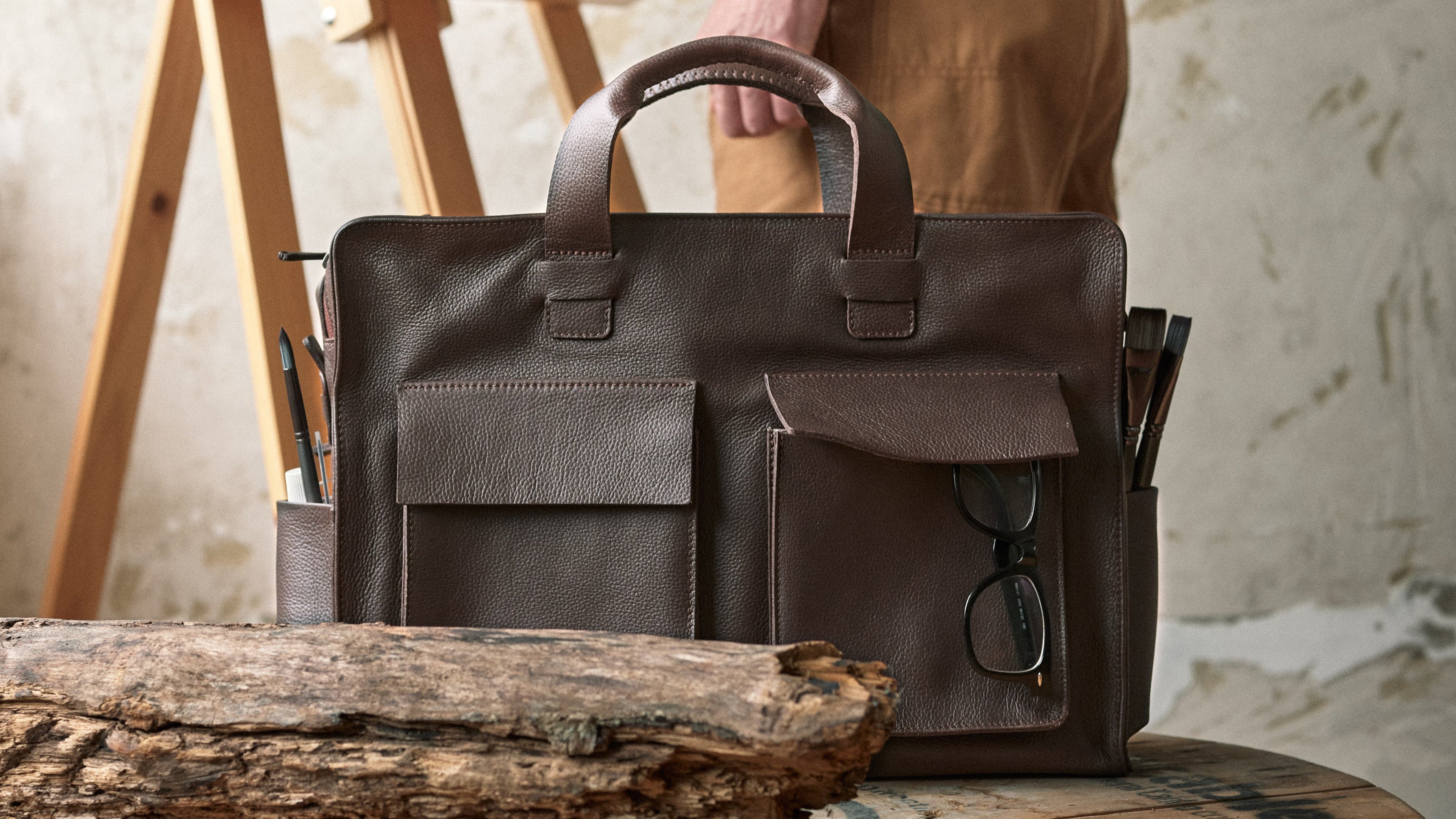 Double Pocket Briefcase for Men by Capra Leather