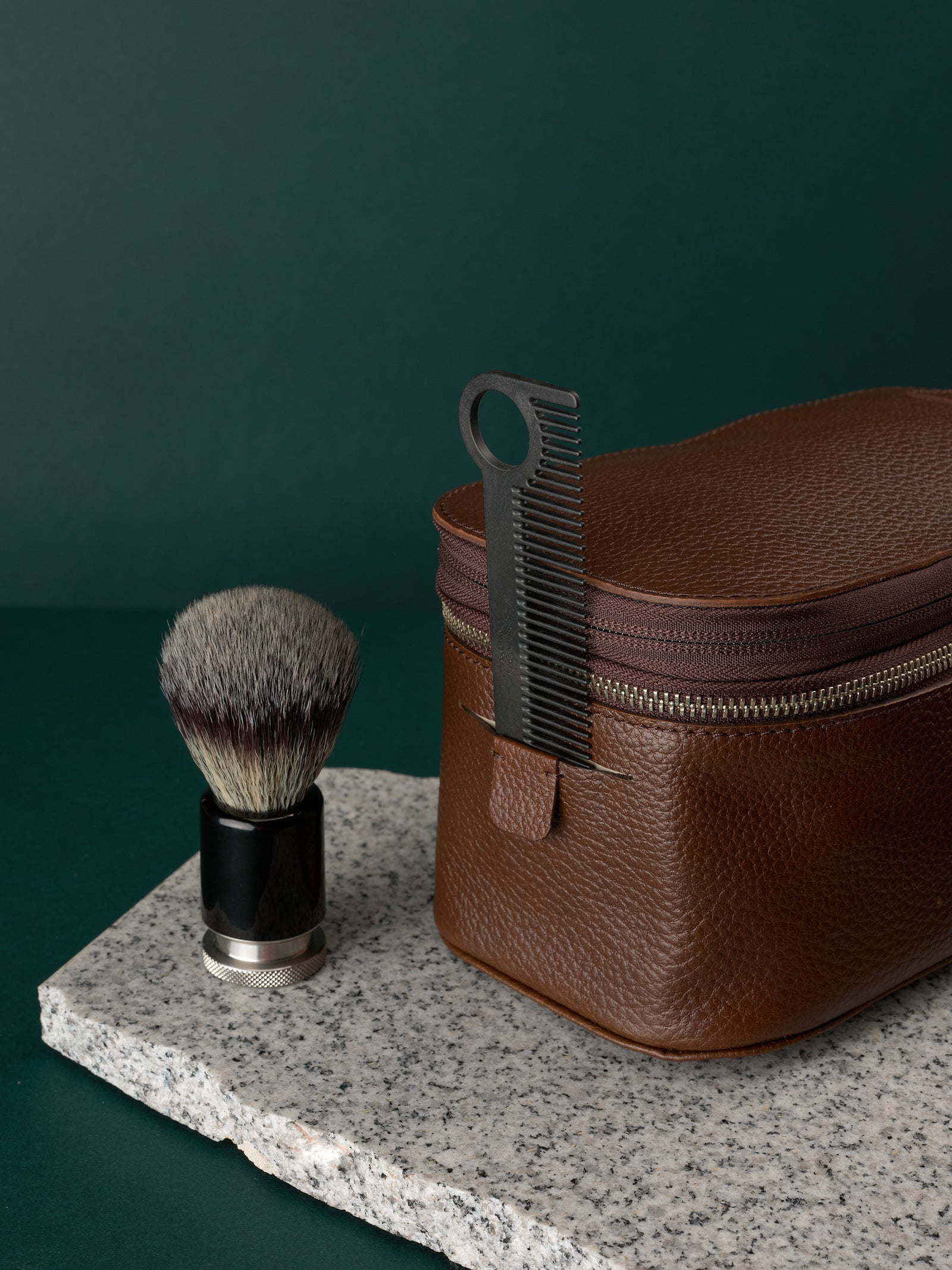 Leather toiletry bag dopp kit brown by Capra