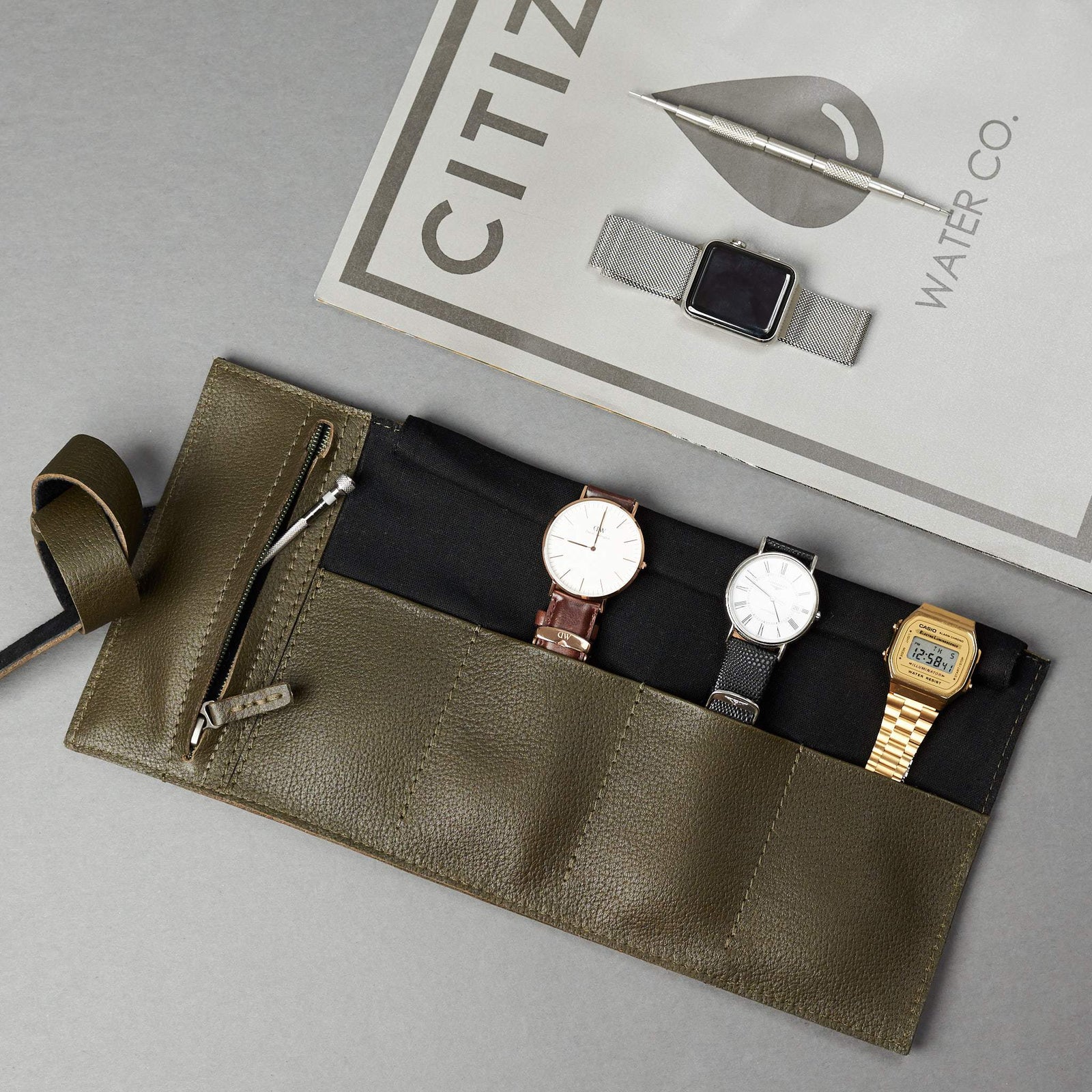 Leather watch roll by Capra Leather