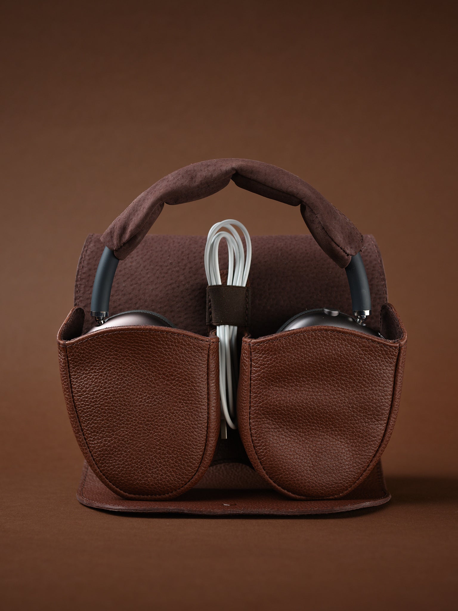 Headphone Case. AirPods Max Case Brown by Capra Leather