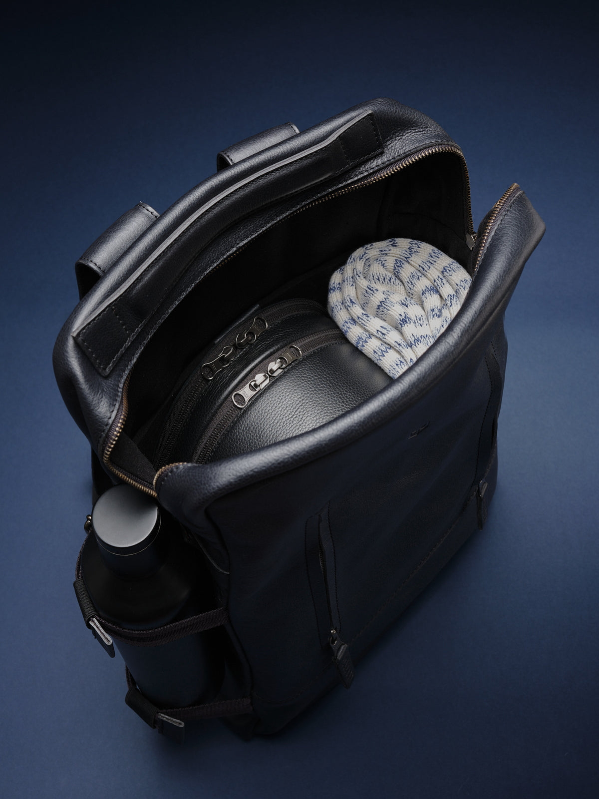 Apple Vision Pro Carry Case fit on a Backpack. VR Headset Box Black by Capra Leather