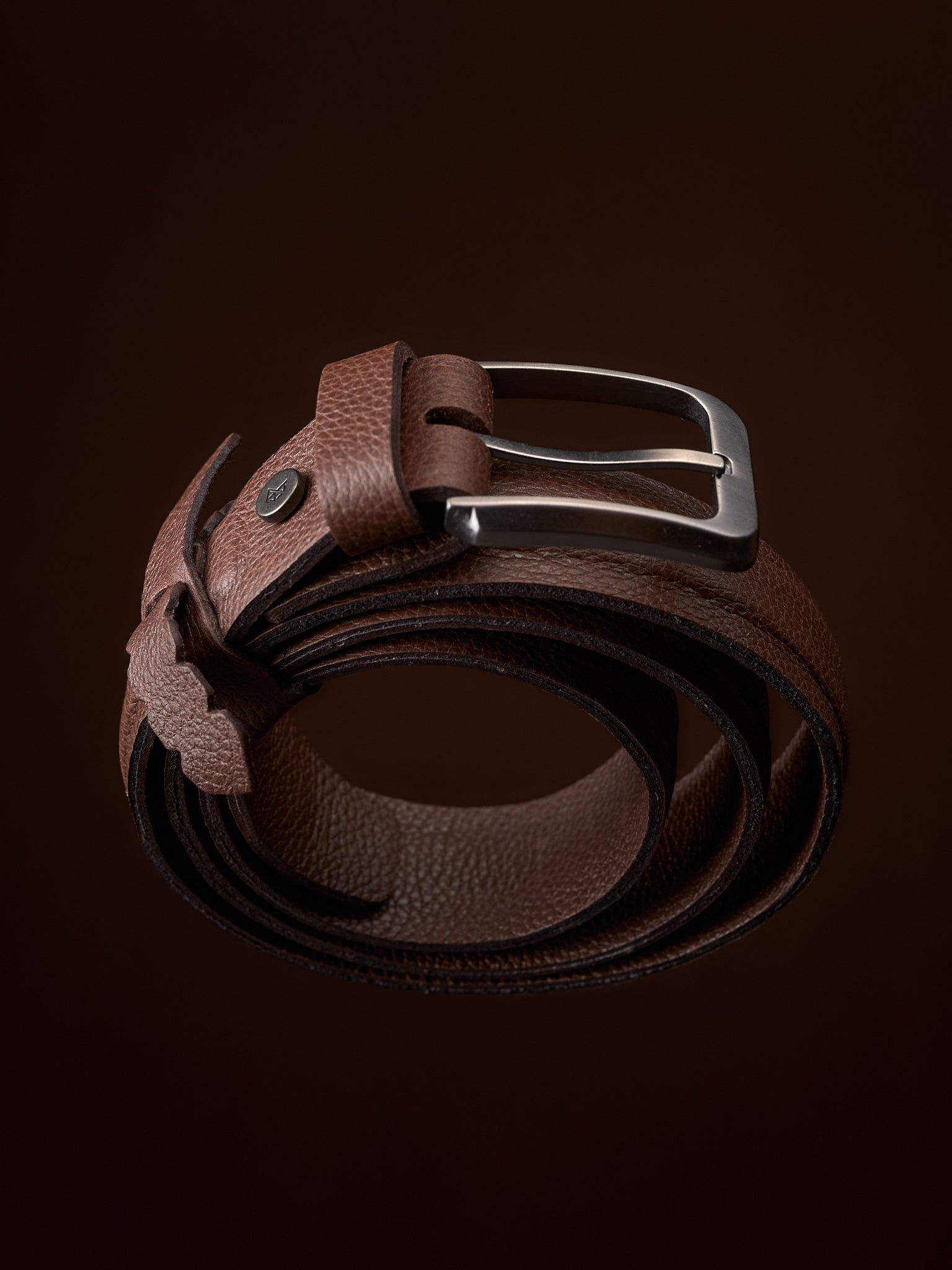 Invisible Buckle Holes. Leather Belts for Men Brown by Capra Leather