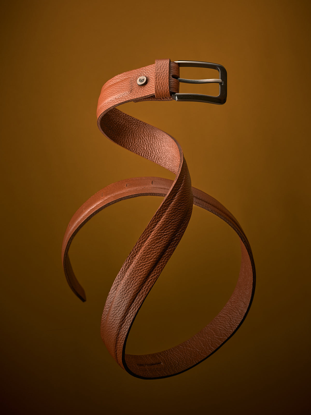 Invisible Buckle Holes. Mens Belt Tan by Capra Leather