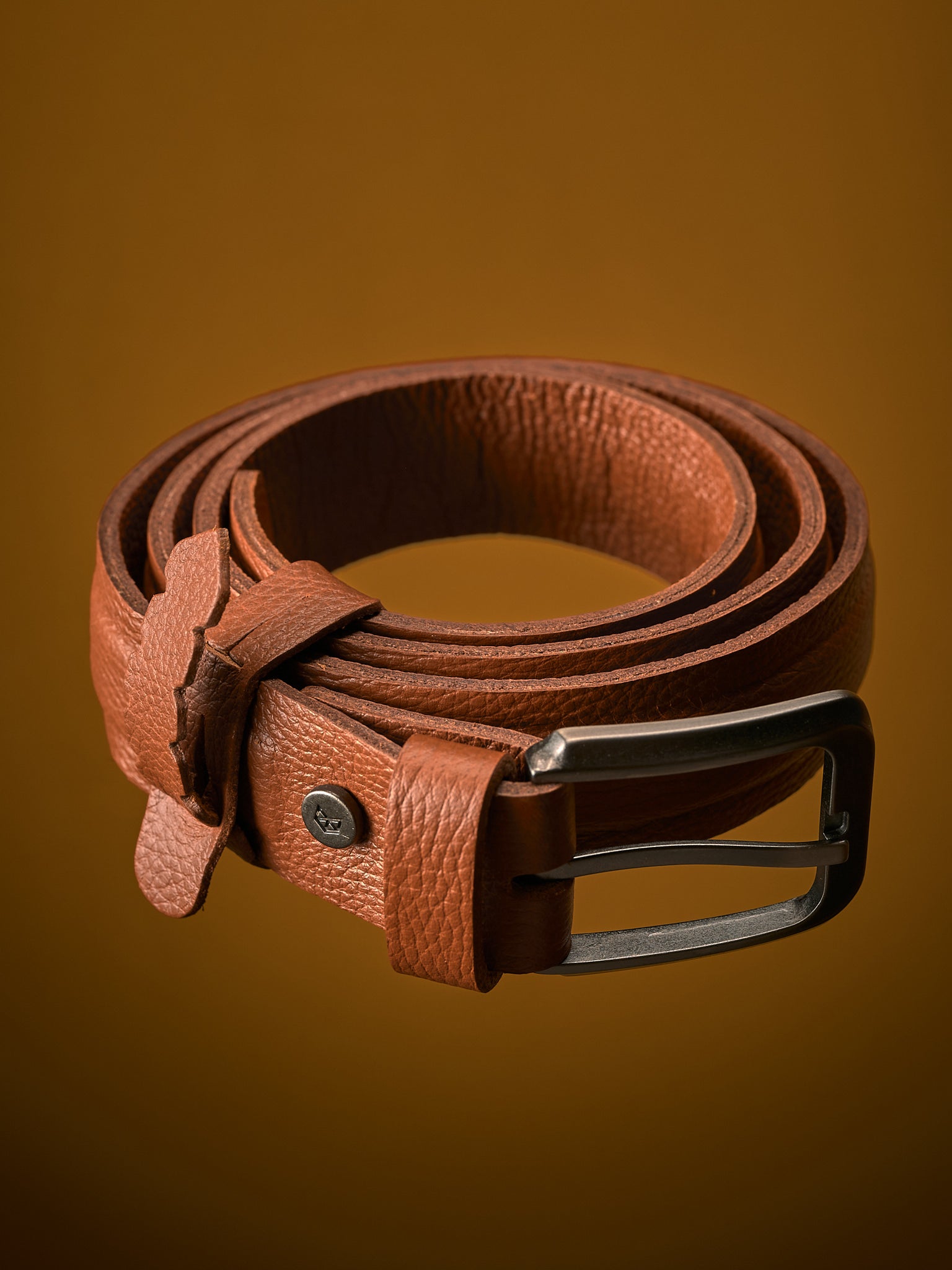 Invisible Buckle Holes. Mens Belt Tan by Capra Leather