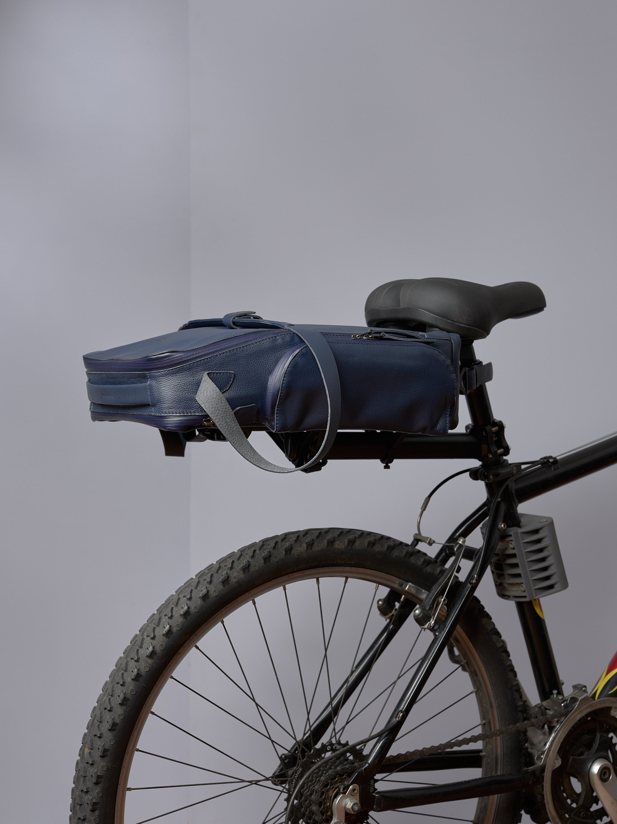Bike Rack Bag · Dark Brown & Navy by Capra Leather