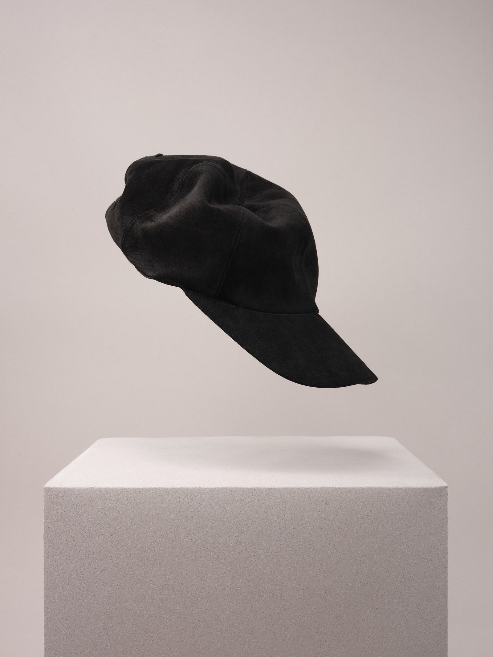 Black Calf Suede Baseball Cap.