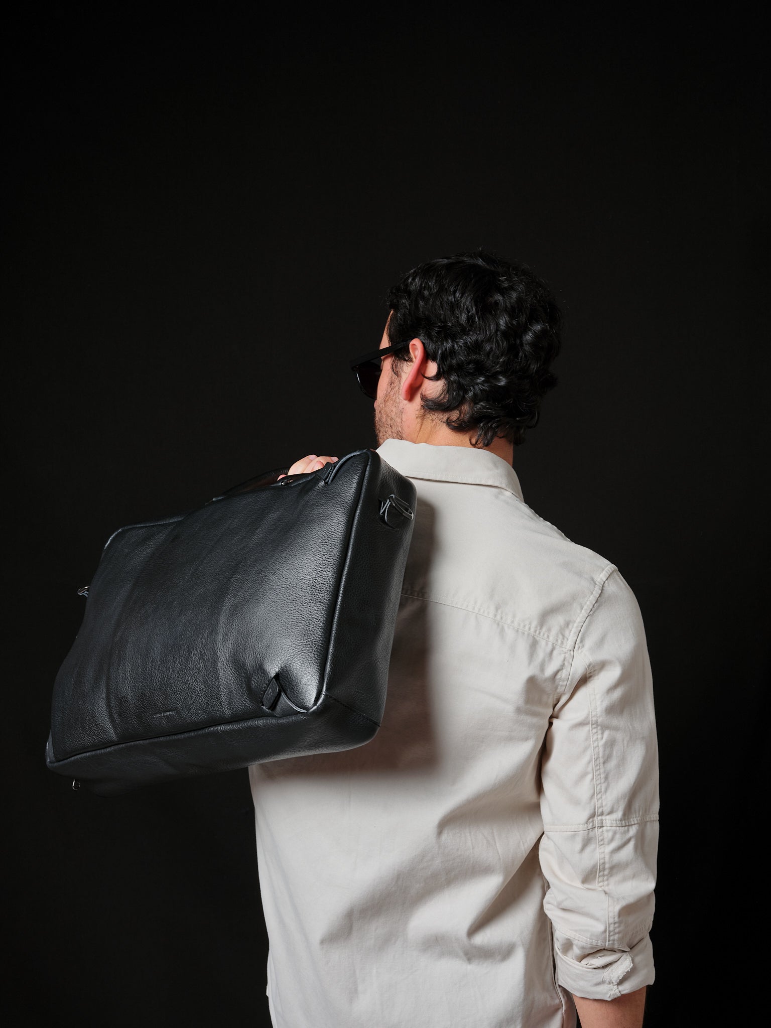 Leather Briefcase for Men. Shoulder Bag. Backpack Briefcase Black by Capra Leather