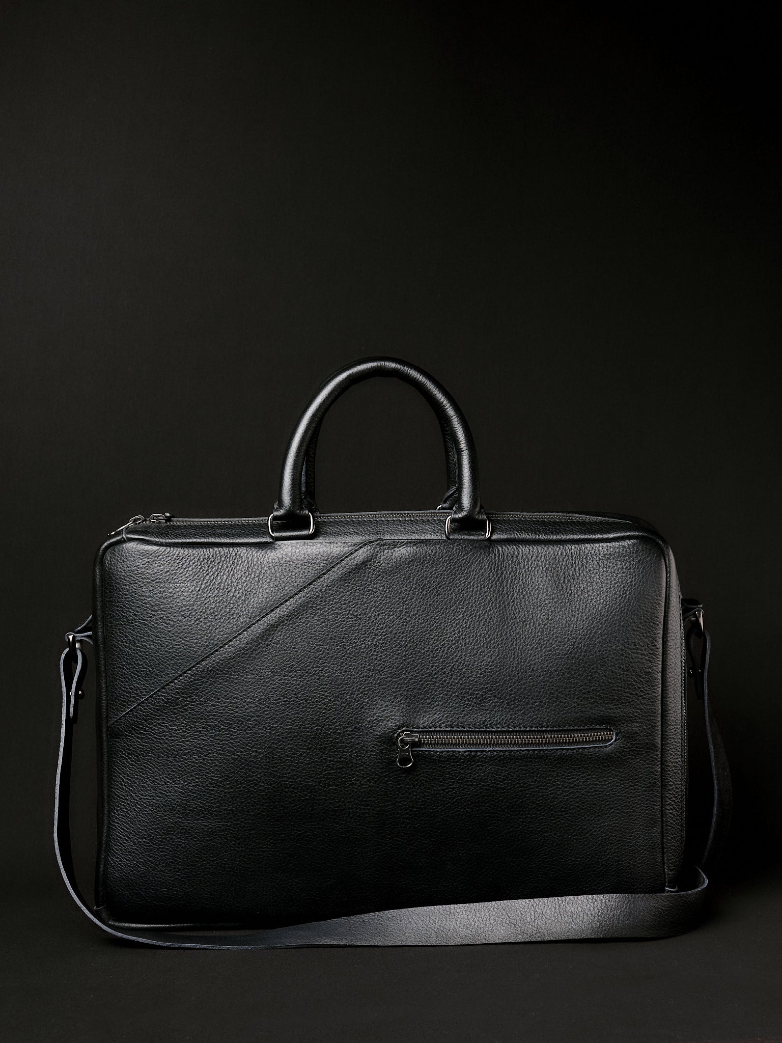 Leather Briefcase for Men. Shoulder Bag. Bbackpack Briefcase Black by Capra Leather