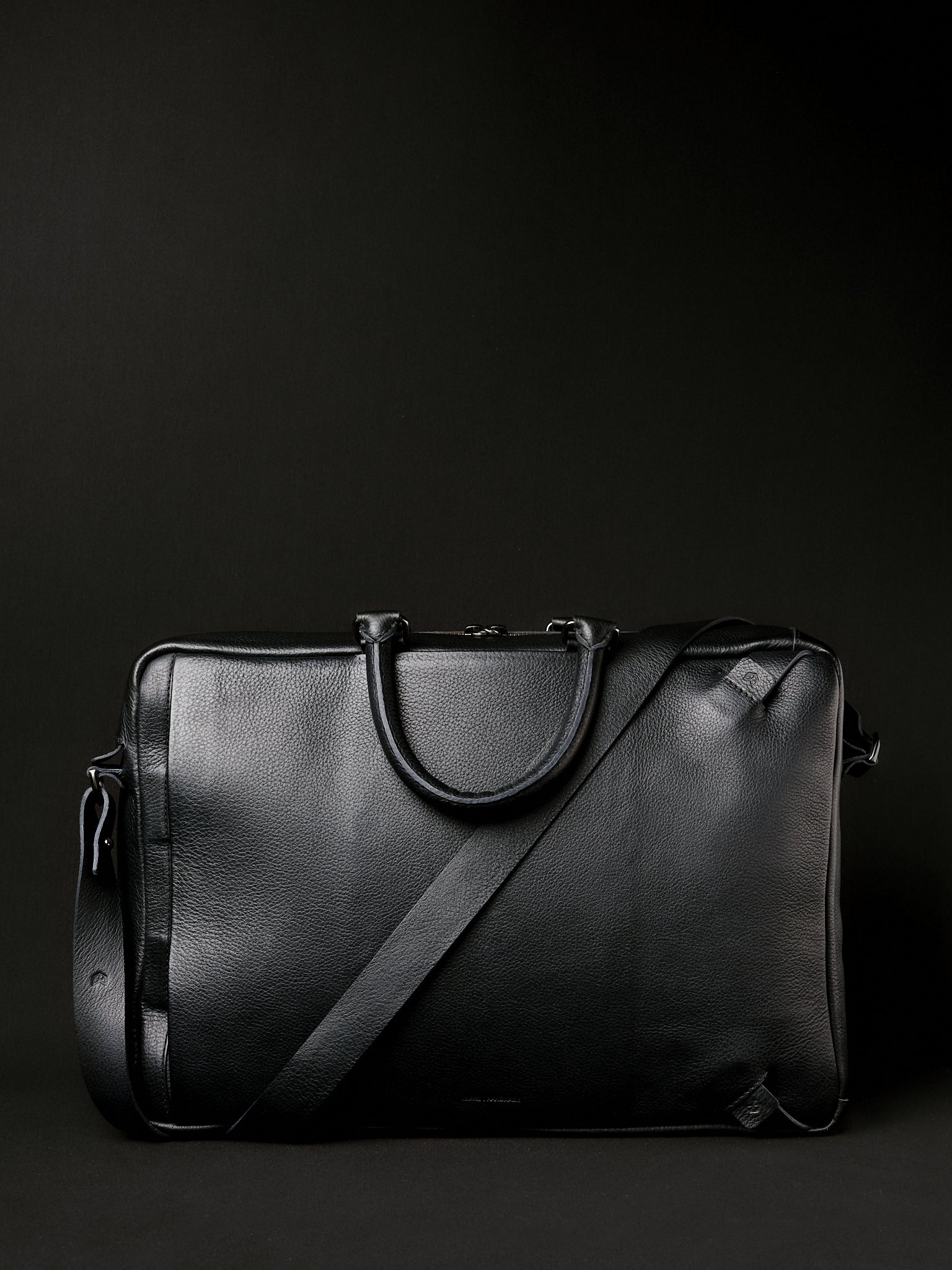 Removable Shoulder Strap. Mens Briefcase. Hybrid Backpack Briefcase Black by Capra Leather