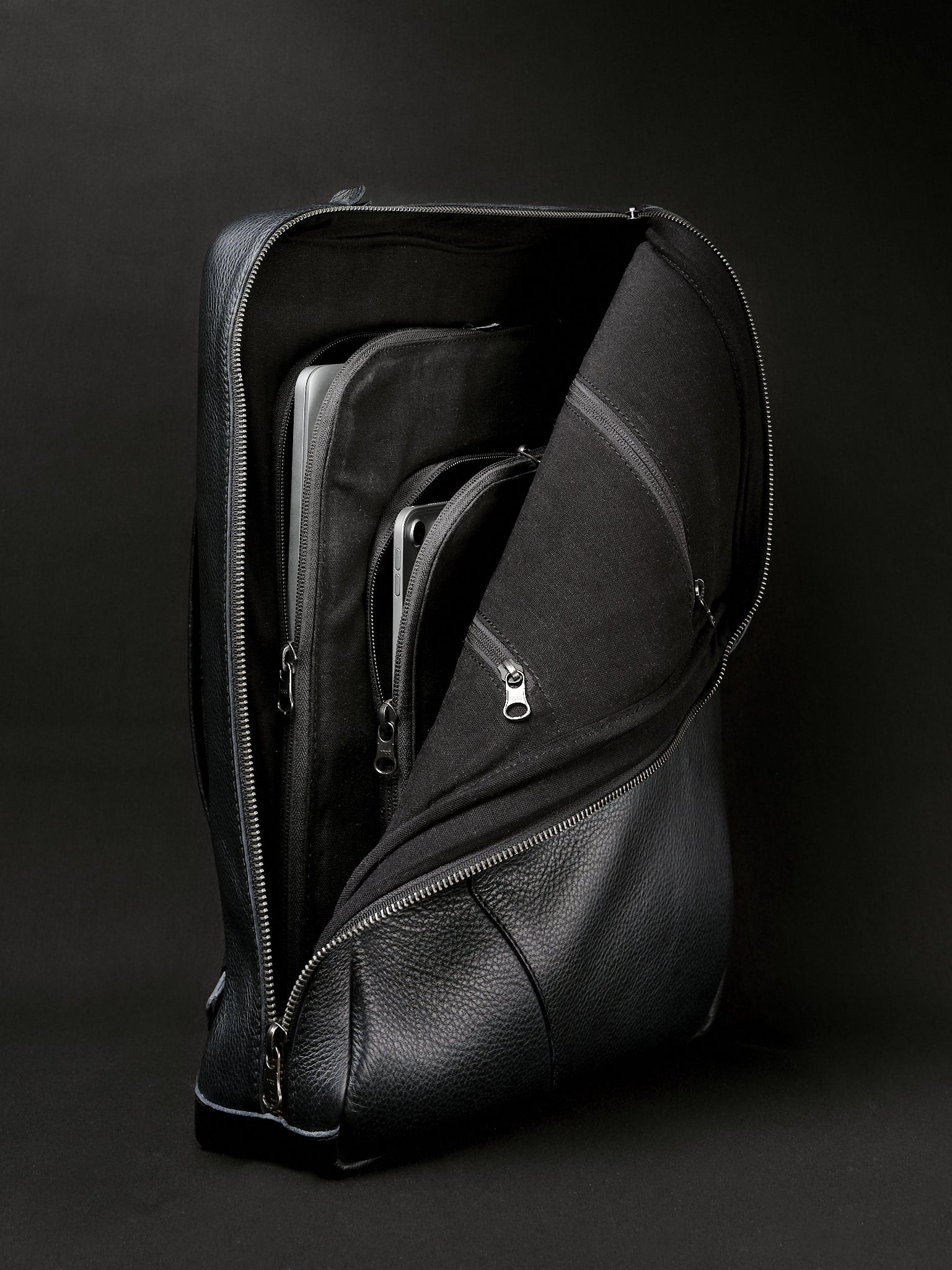 Laptop Backpack for Men. Leather Backpack Briefcase Combo Black by Capra