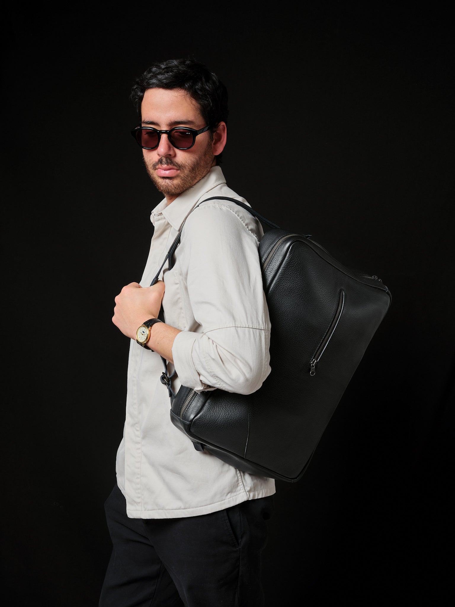 Briefcase Backpack Black by Capra Leather