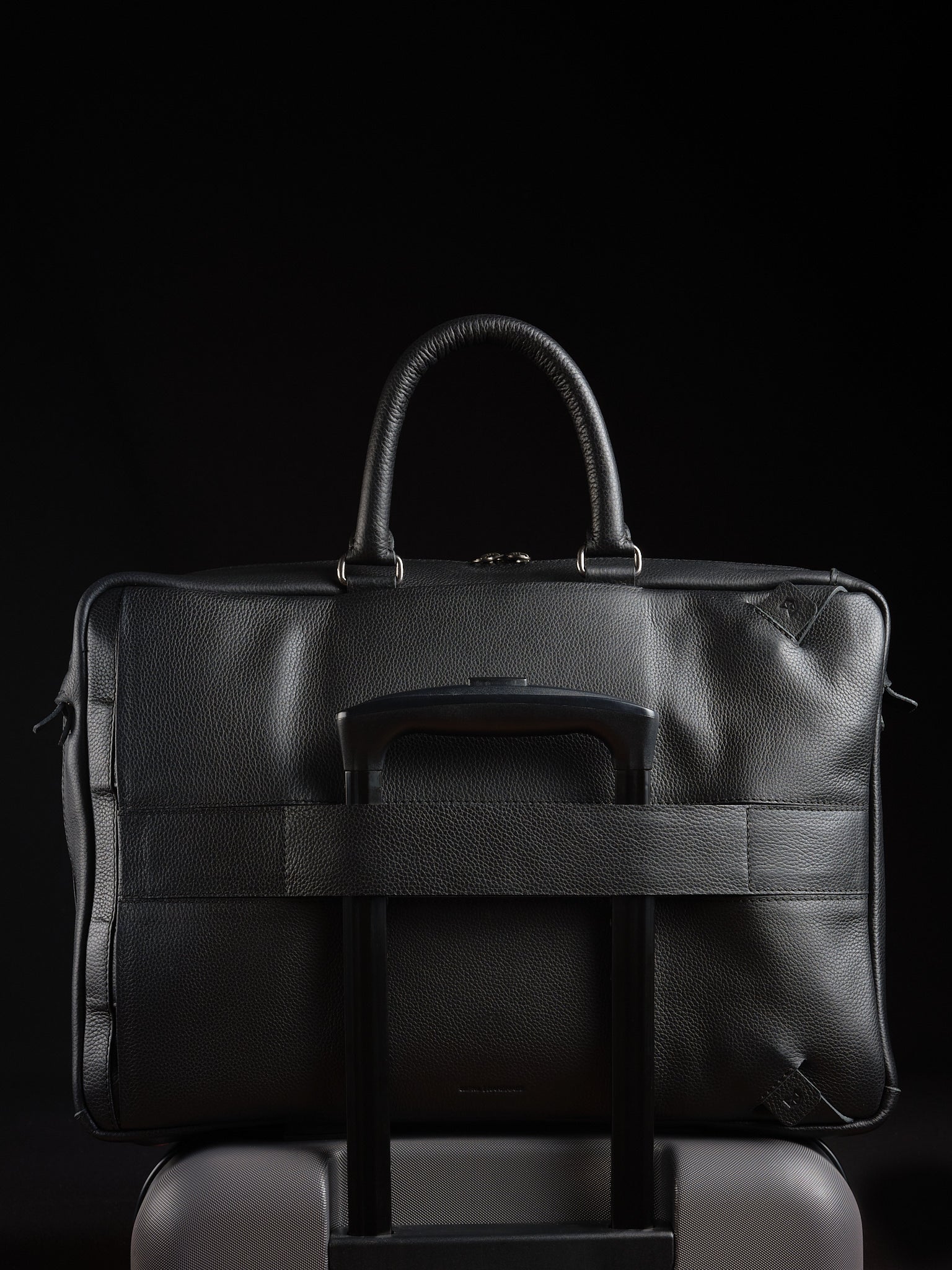 Sleek Trolley Strap. Backpack Briefcase Leather Black by Capra