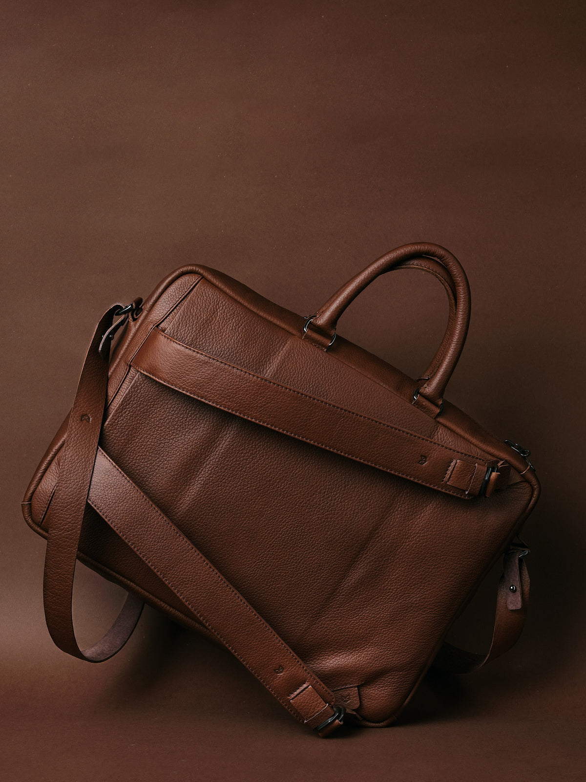 Leather Backpack Briefcase Combo Brown by Capra
