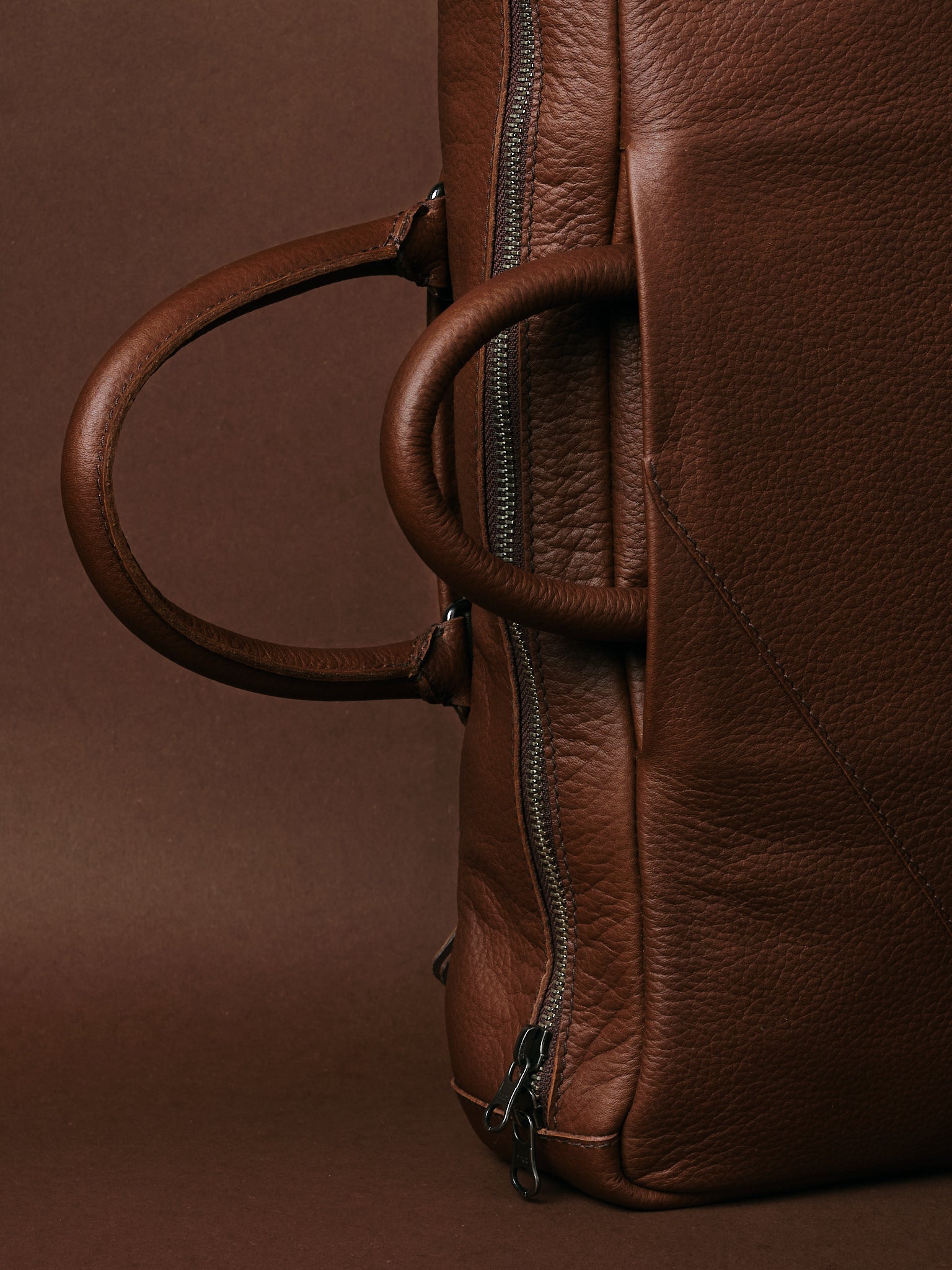 Retractable Handles for Business Briefcase Mode. Brown Leather Briefcases by Capra