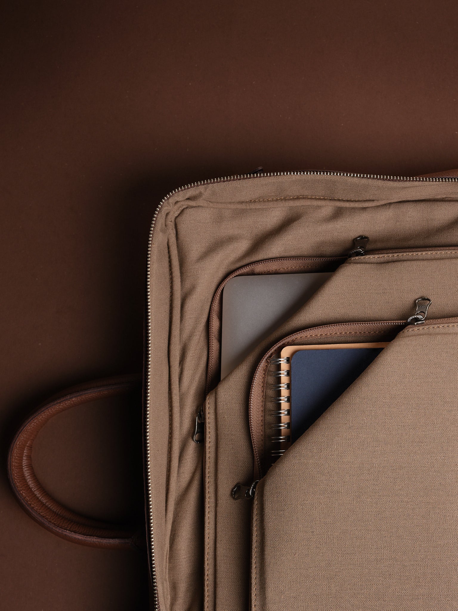 Tech Compartments. Professional Backpack Brown by Capra Leather