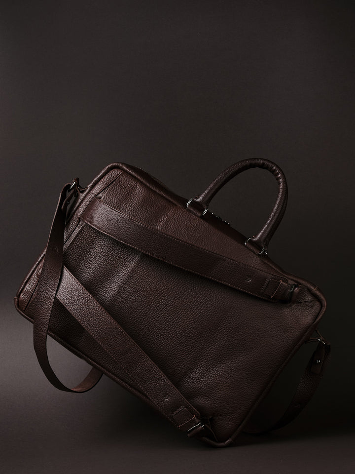 Professional Backpack for Work. Best Convertible Backpack Briefcase Dark Brown by Capra Leather