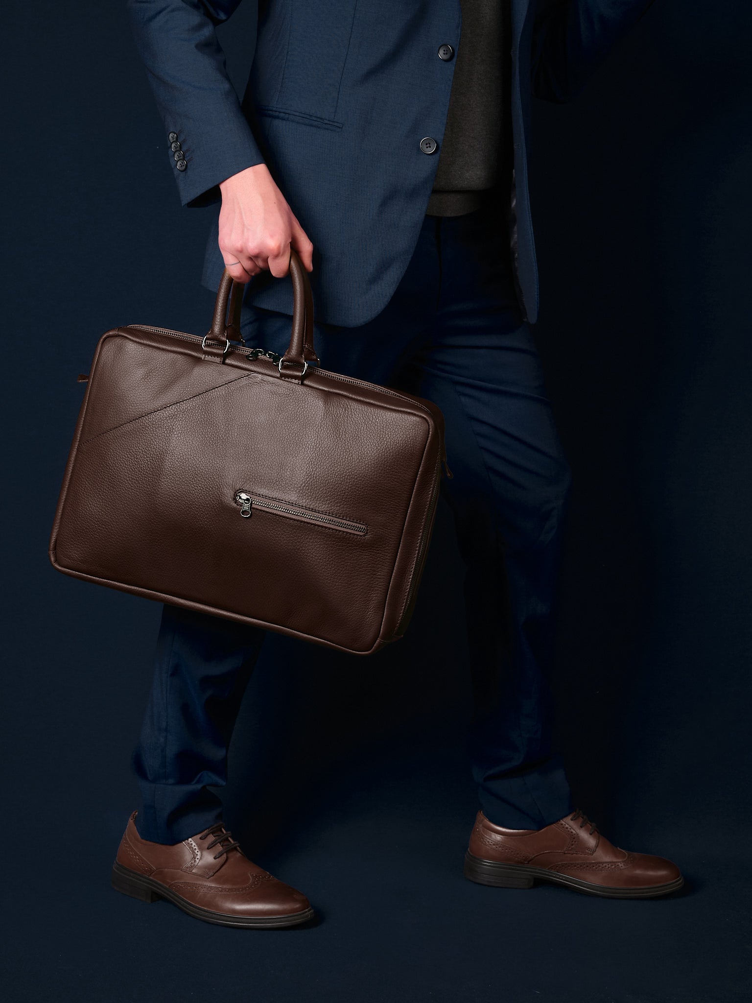 Professional Backpack for Work. Best Convertible Backpack Briefcase Dark Brown by Capra Leather